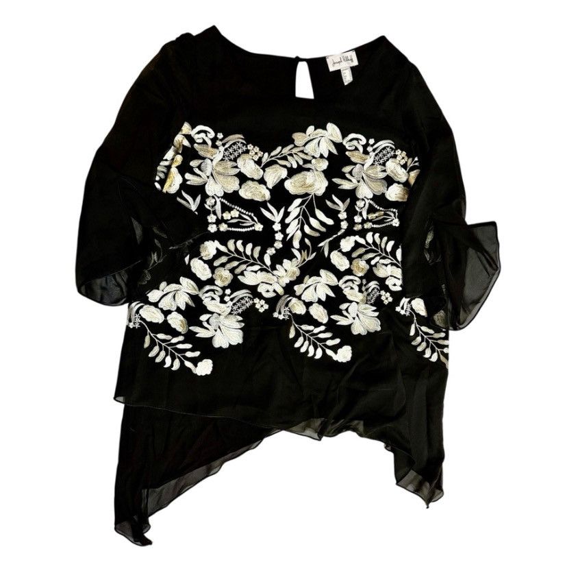 Joseph Ribkoff Joseph Ribkoff Tunic Sz 18 Black Embroidered Metallic Floral Size XXL / US 16-18 / IT 52-54 - 1 Thumbnail