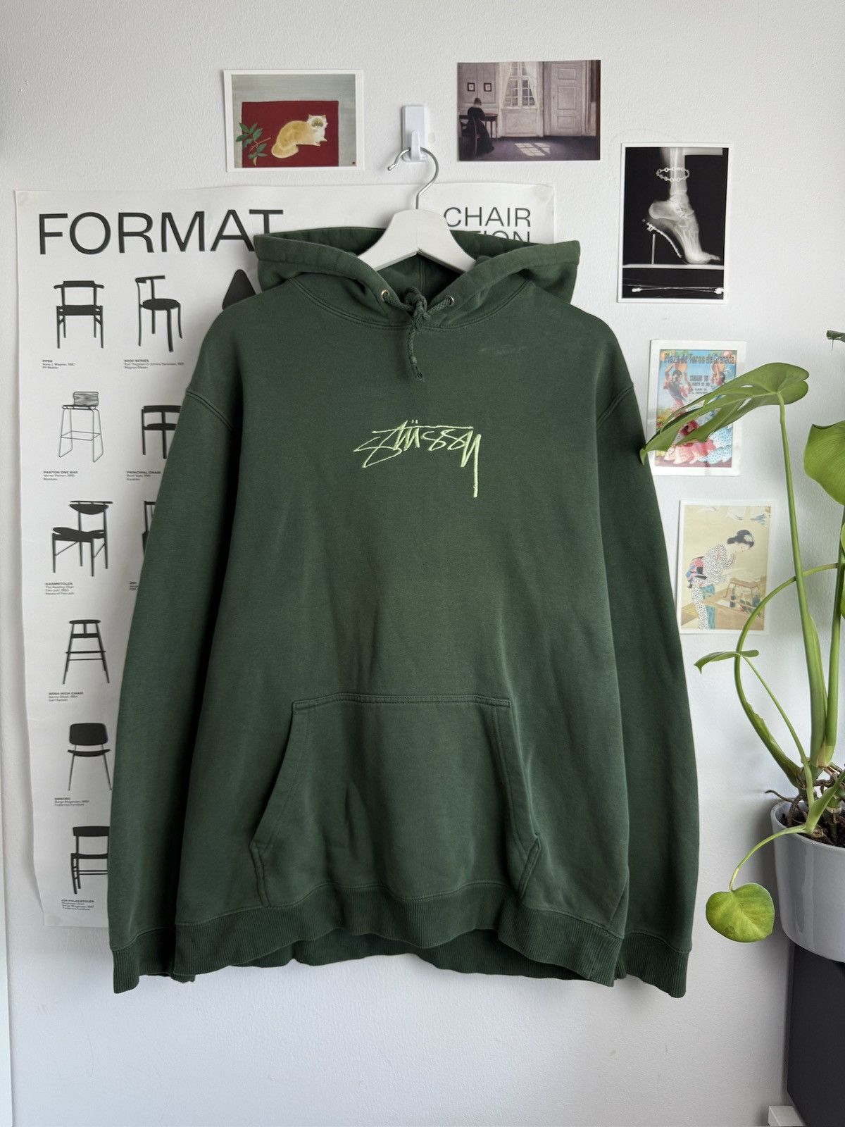 Stussy × Vintage Stussy dark green center logo hoodie XL skate gorpcore y2k Size US XL / EU 56 / 4 - 1 Thumbnail