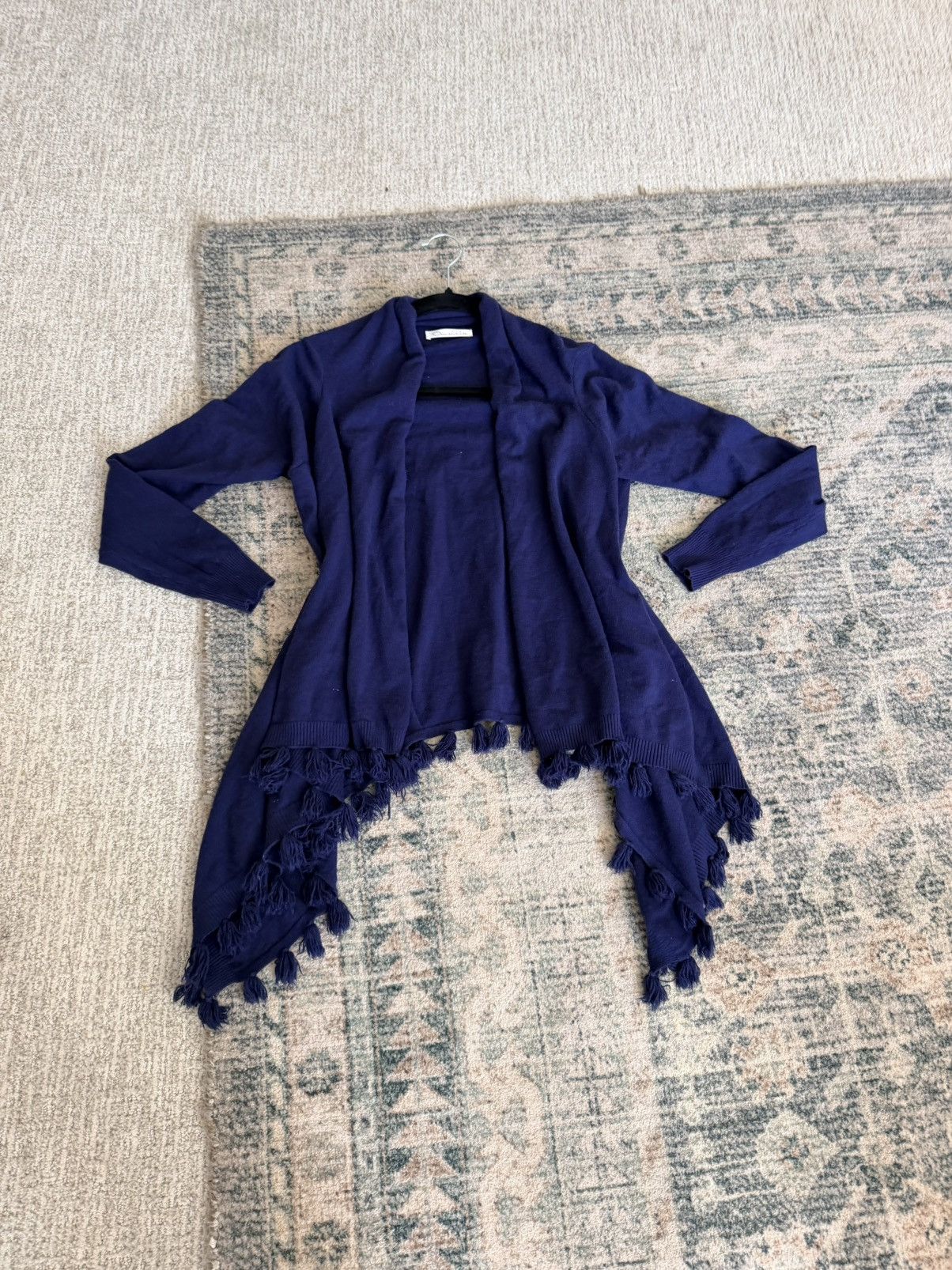 Oscar De La Renta Oscar de la Renta navy blue open front tassel sweater O/S Size M / US 6-8 / IT 42-44 - 13 Thumbnail