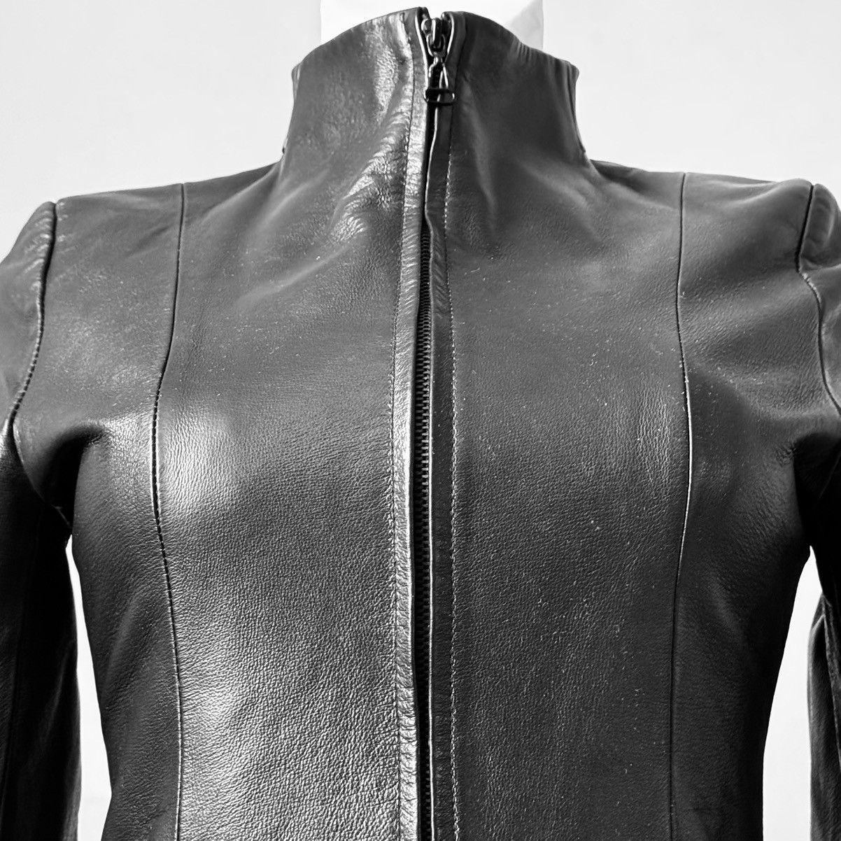 Vintage So sick fitted leather biker avant garde jacket Size S / US 4 / IT 40 - 5 Thumbnail