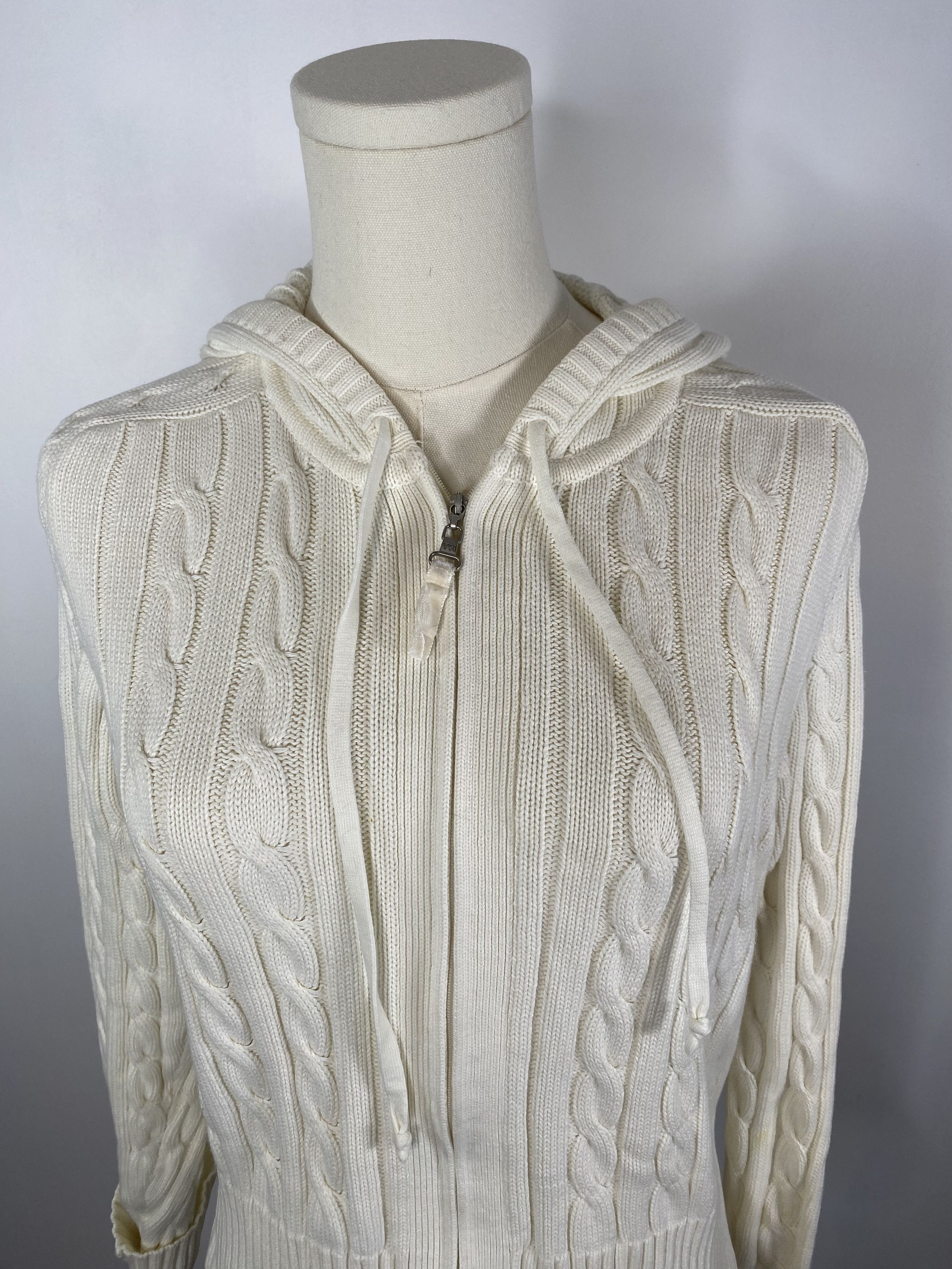 Tommy Hilfiger Tommy Hilfiger - White Cream Knit Hoodie Size ONE SIZE - 7 Thumbnail