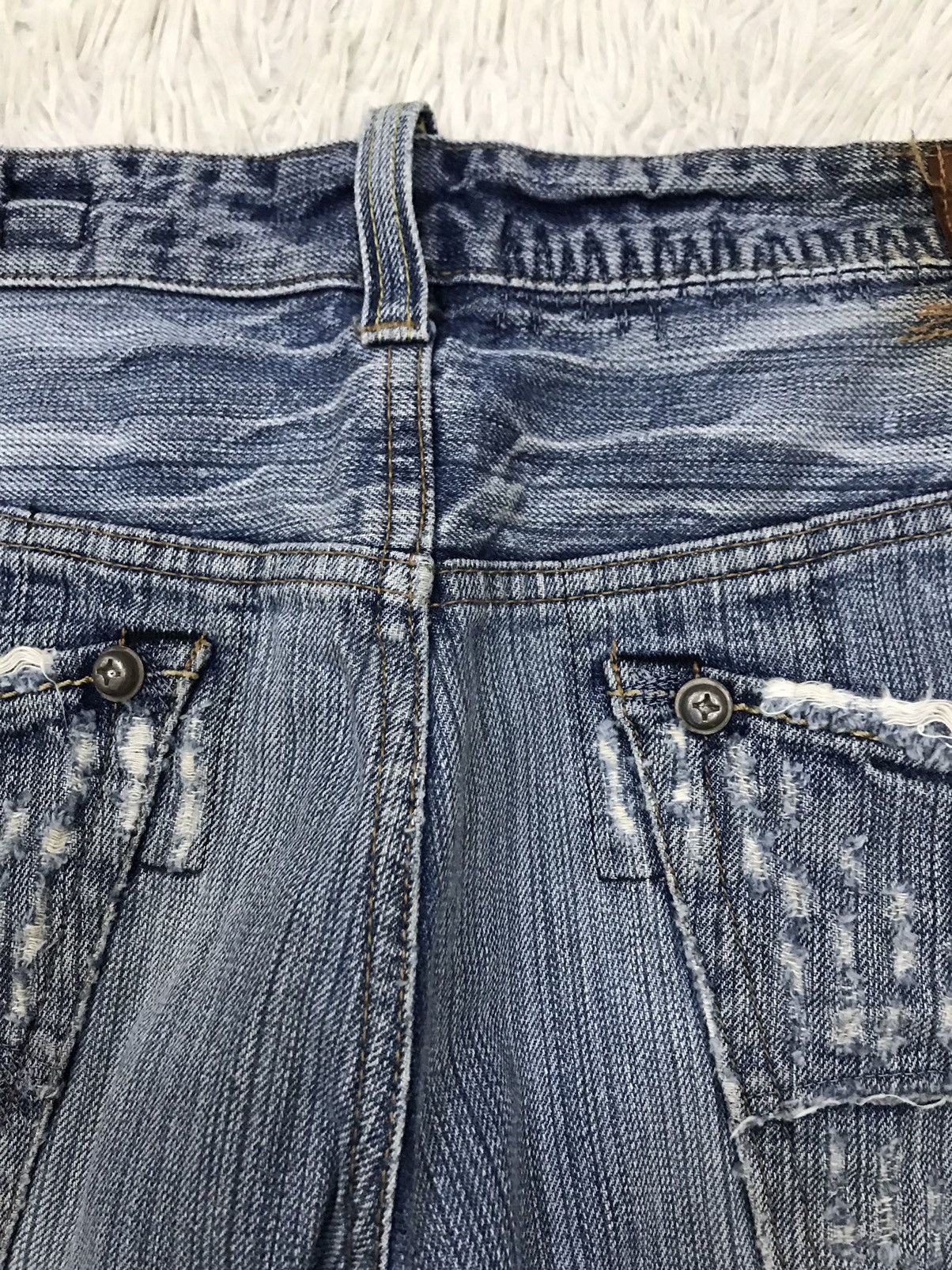 If Six Was Nine Vintage Bartack Work Clothing Distressed Denim Jeans Size US 34 / EU 50 - 14 Thumbnail