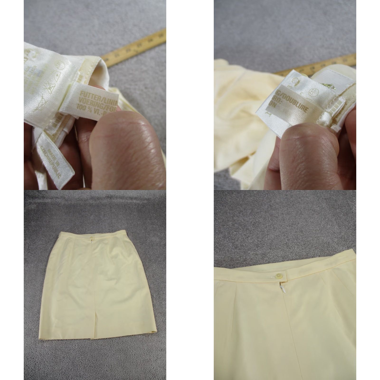 Escada VINTAGE ESCADA Skirt Womens 12 Ivory Wool Knee Length Pencil Zipper Stains - 42 US 12, Solid, Business Casual Party/Cocktail - (Mens, Womens) Size 34" / US 12 / IT 48 - 8 Thumbnail