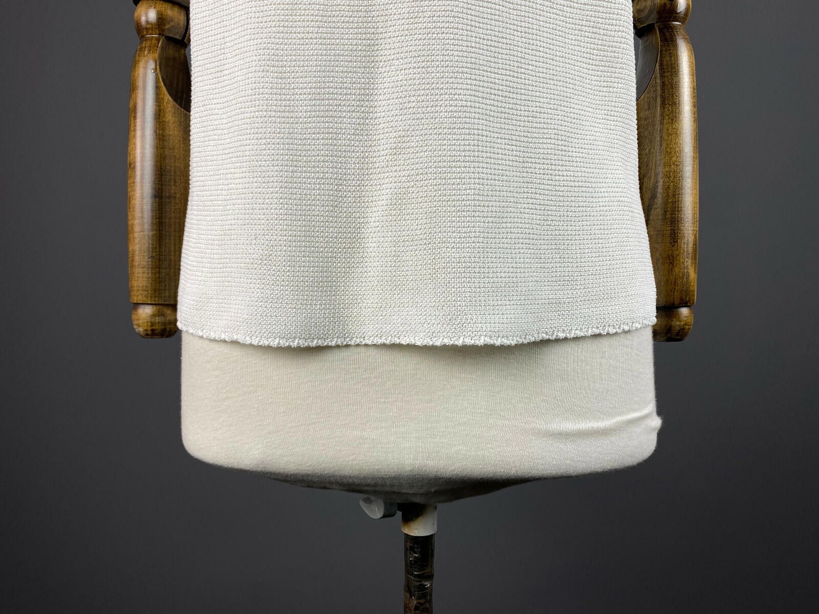 Oscar De La Renta Oska White Cotton Crew Neck Knited Blouse Shirt Size M / US 6-8 / IT 42-44 - 3 Thumbnail