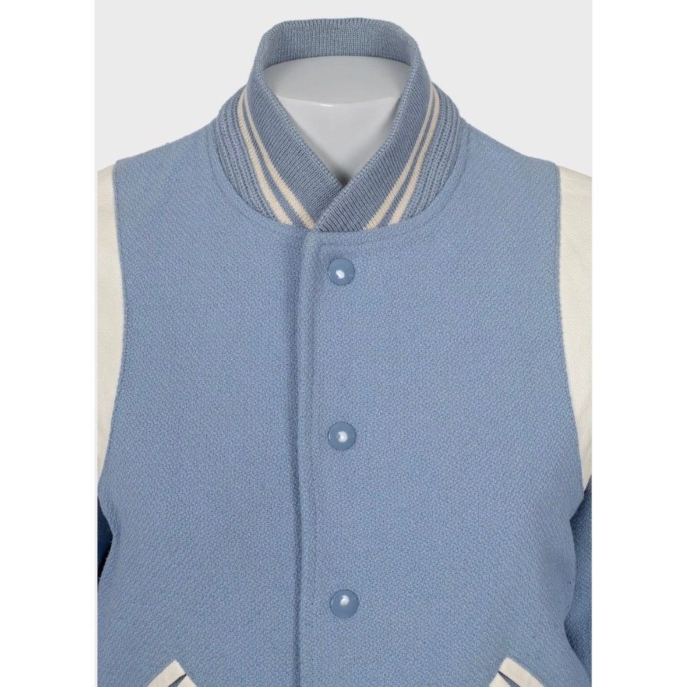 Saint Laurent Paris Saint Laurent Light Blue Wool Bomber Jacket FR40 / L Size M / US 6-8 / IT 42-44 - 4 Thumbnail