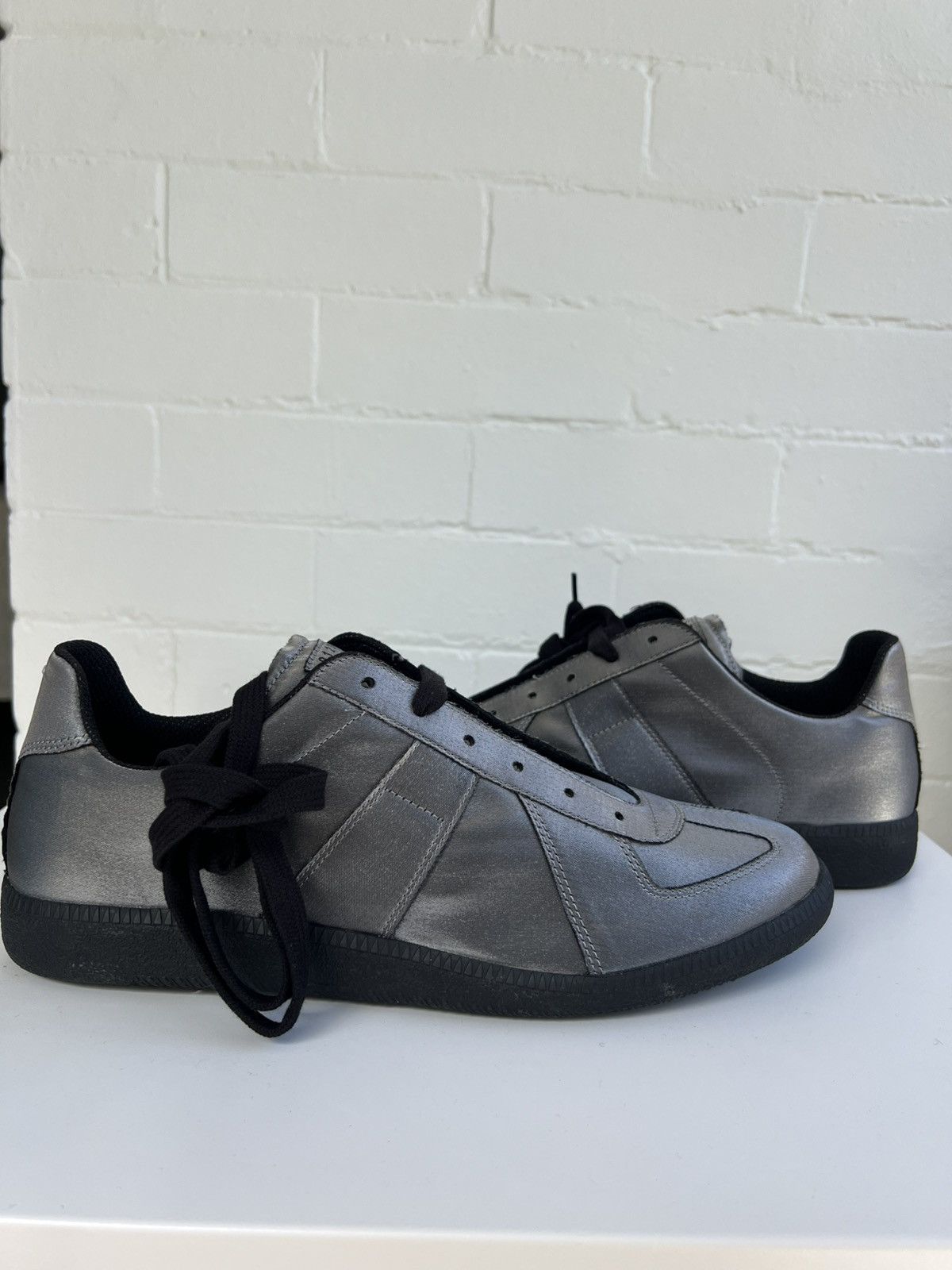 Maison Margiela Margiela gunmetal fabric trainer Size US 12 / EU 45 - 3 Thumbnail