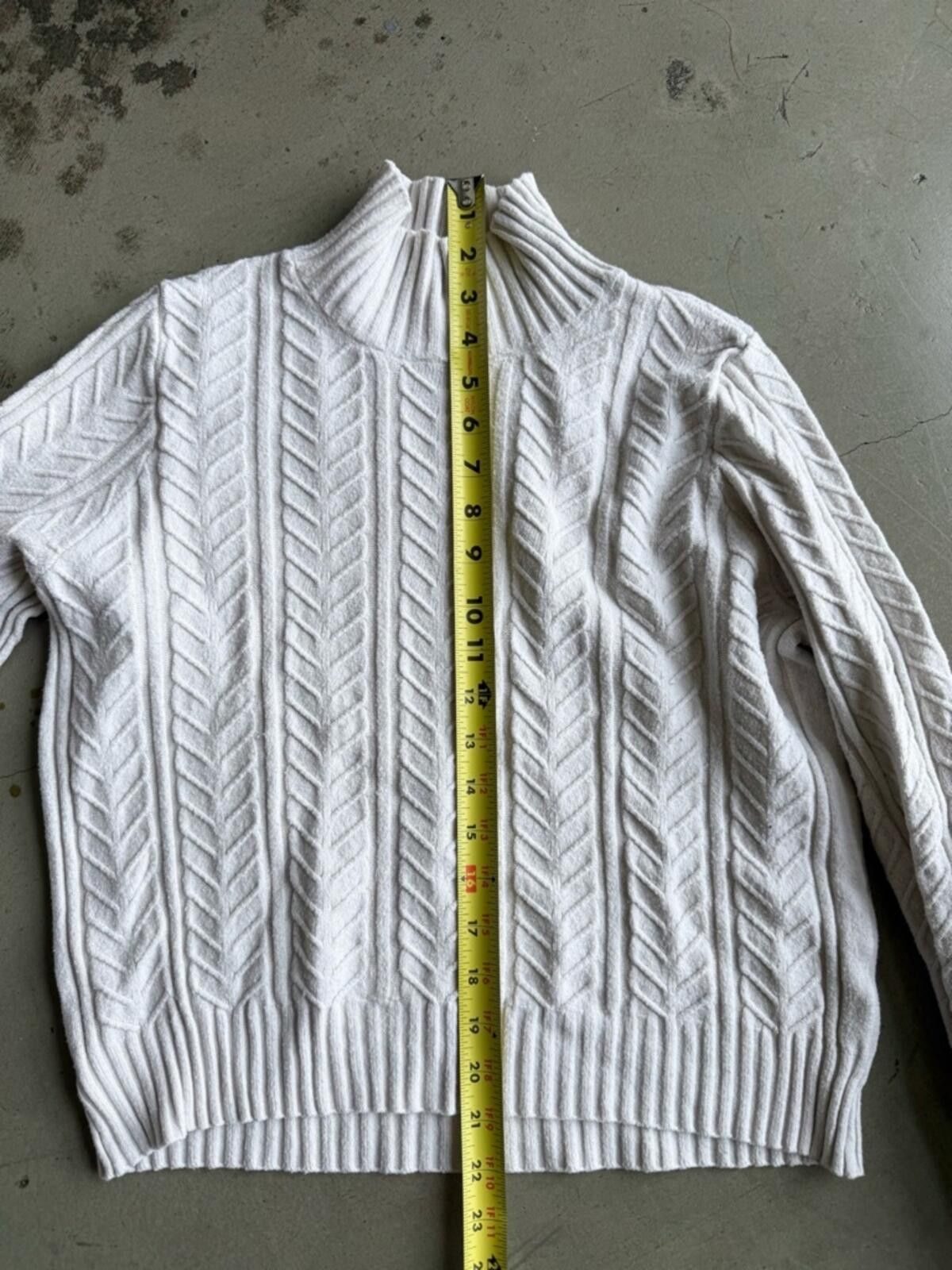 Caruso Cyrus / Cable Knit Mockneck Sweater / Ivory Size M / US 6-8 / IT 42-44 - 6 Thumbnail