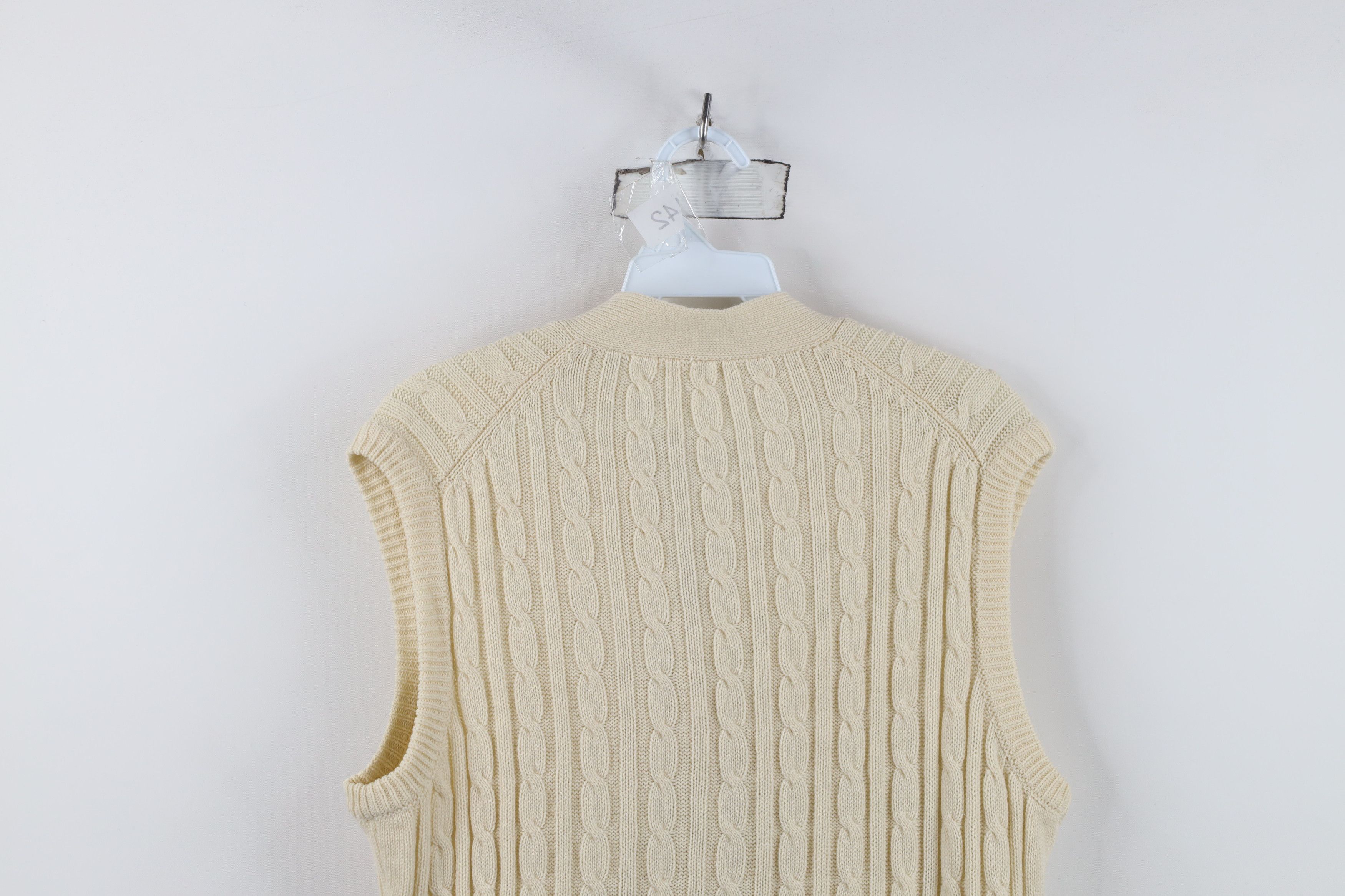 Vintage Vintage 70s Streetwear Chunky Cable Knit Sweater Vest Beige Size M / US 6-8 / IT 42-44 - 12 Thumbnail