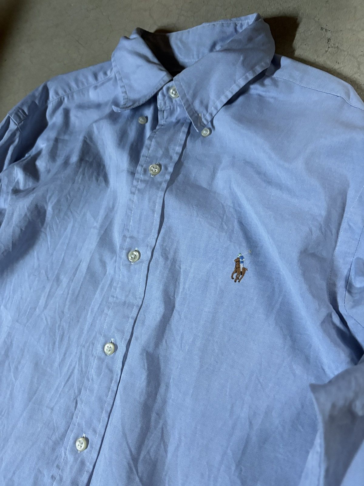Polo Ralph Lauren Vintage 90s Polo Ralph Lauren Long Sleeve Shirt Light Blue Size US M / EU 48-50 / 2 - 2 Thumbnail
