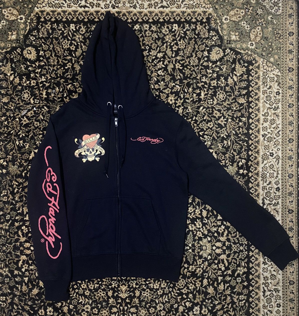 Ed Hardy Ed Hardy Love Kills Slowly Skull Logo Full Zipper Hoodie Size US M / EU 48-50 / 2 - 2 Thumbnail