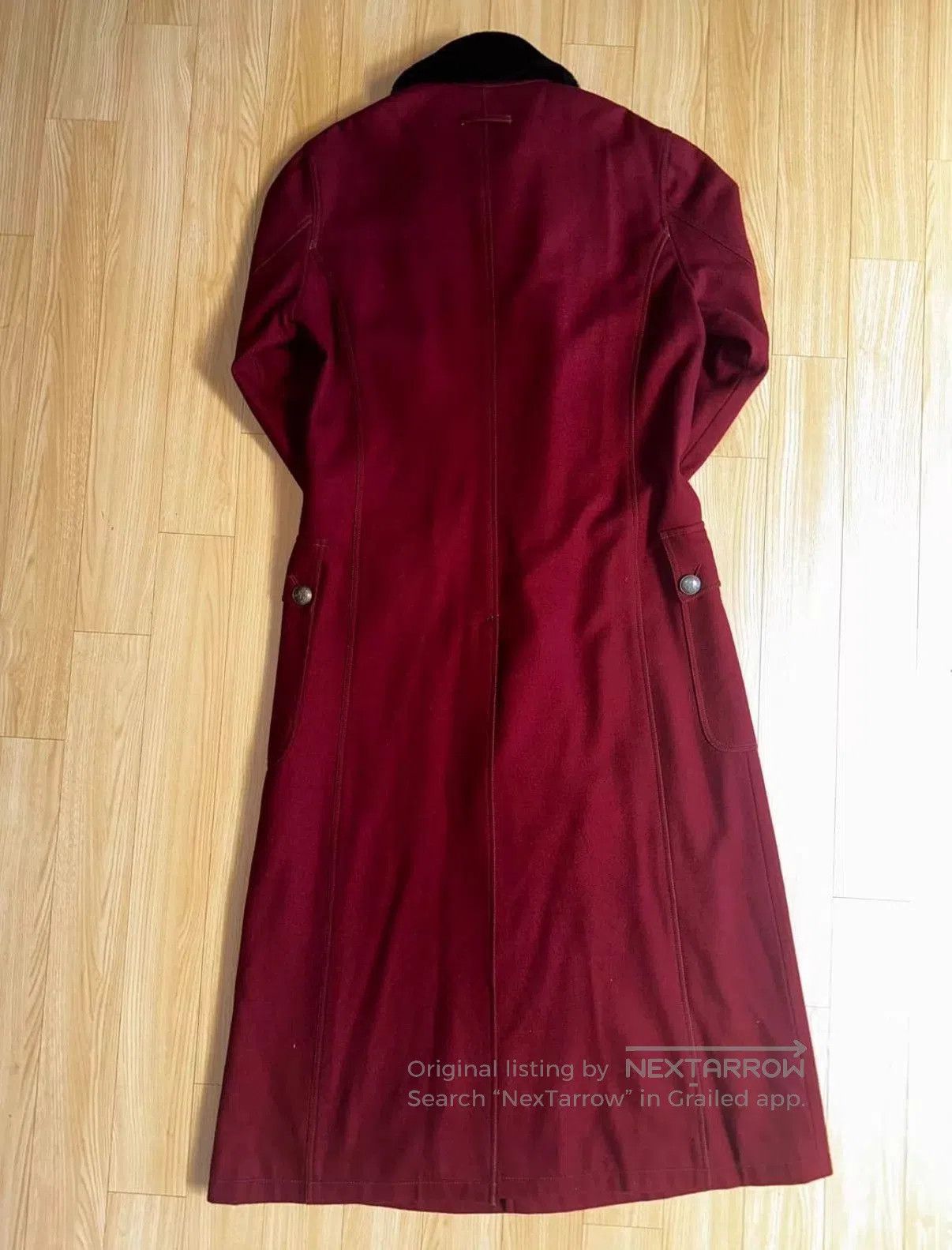 Jean Paul Gaultier Red Double-Breasted Long Coat with Faux Fur Collar. Size US M / EU 48-50 / 2 - 2 Thumbnail