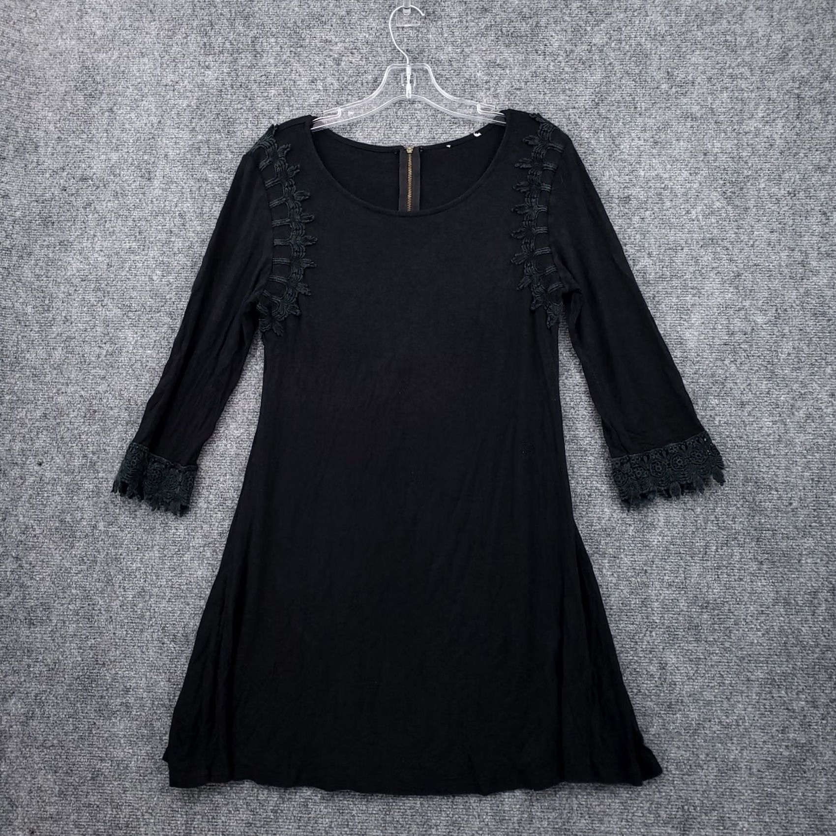 Vintage Altar'd State Dress Womens S Black Mini 3/4 Sleeves Back Zip Embroidered Comfort Casual Shirt? Size S / US 4 / IT 40 - 2 Thumbnail