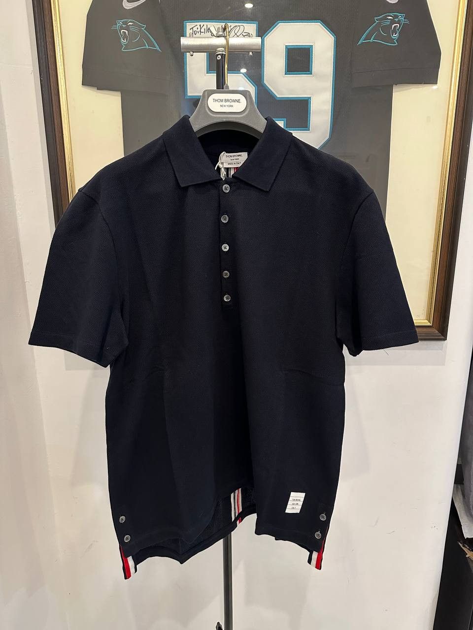 image of Thom Browne Relaxed Fit Polo in Navy, Men's (Size Medium)