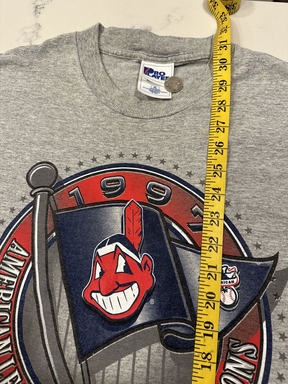 Pro Player × Vintage Vintage 1997 90s Cleveland Indians T-Shirt Size XL MLB Gray Size US XL / EU 56 / 4 - 6 Thumbnail