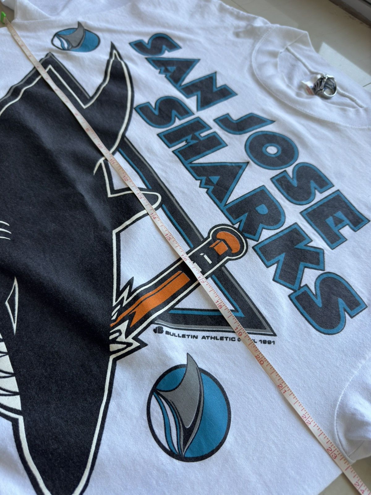 NHL 1991 San Jose Sharks 90s Ice Hockey Bulletin Athletic Shirt Size US XL / EU 56 / 4 - 13 Thumbnail