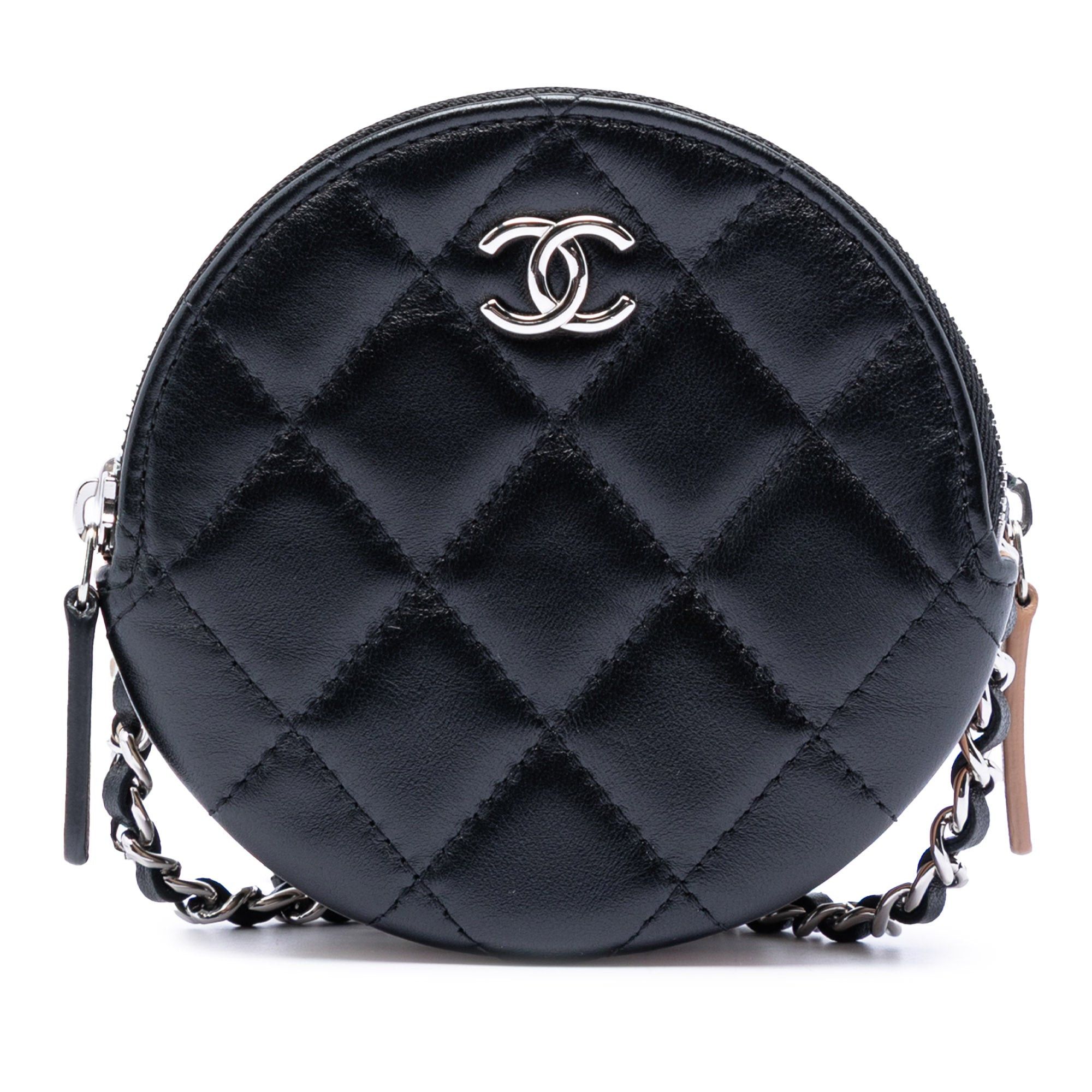 Chanel CC Quilted Lambskin Triple Zip Round Clutch With Chain Size ONE SIZE - 1 Thumbnail