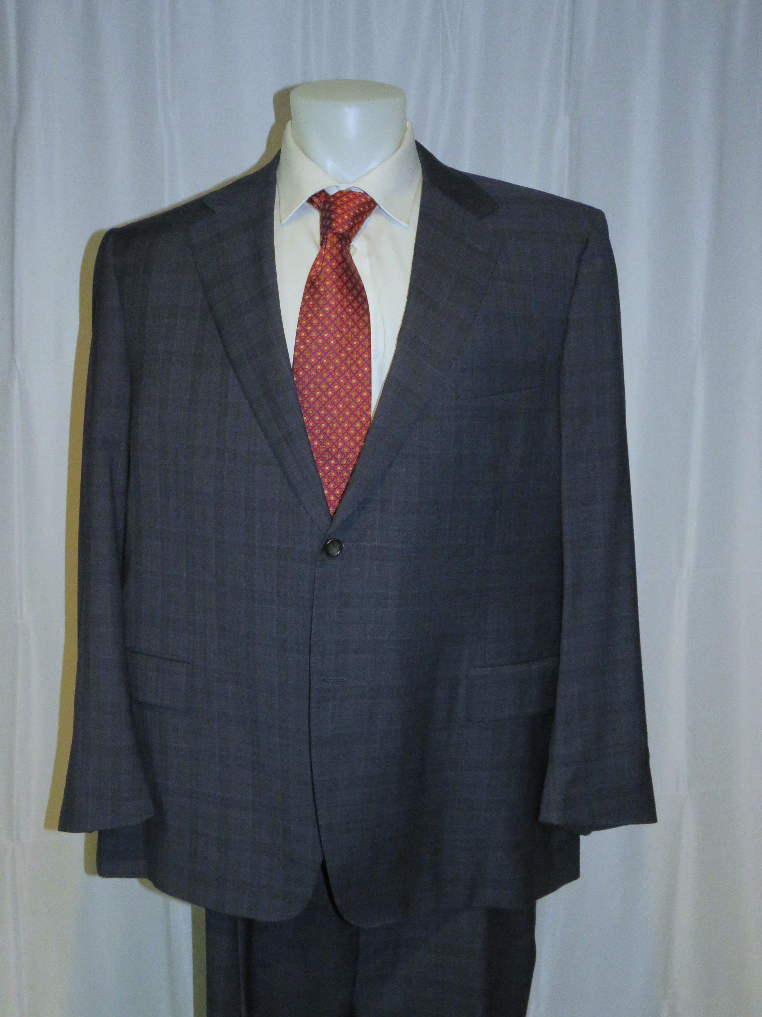 Canali Super 150 Brown Label Blue Plaid Two Button Sui Size 50L - 3 Thumbnail