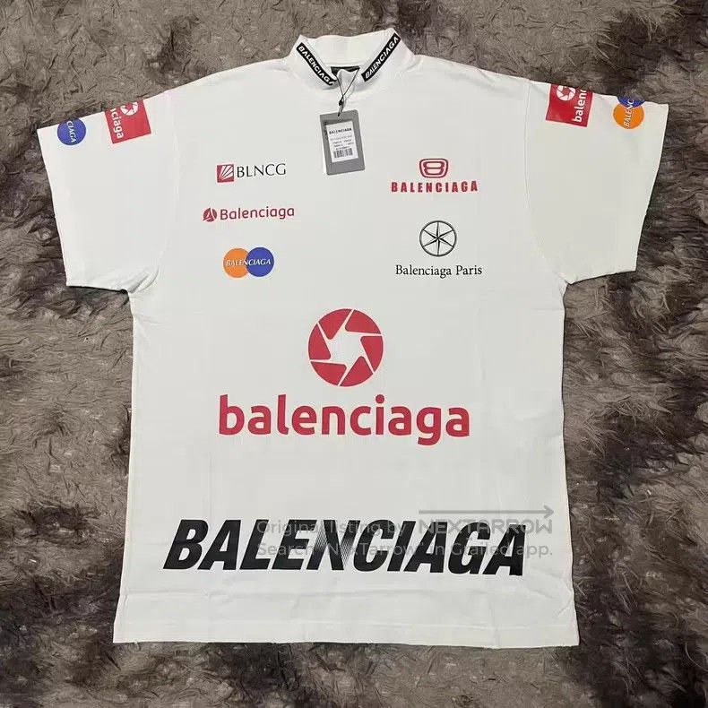 Balenciaga Balenciaga Motorcycle Logo White Racing Short Sleeve Size US S / EU 44-46 / 1 - 1 Thumbnail