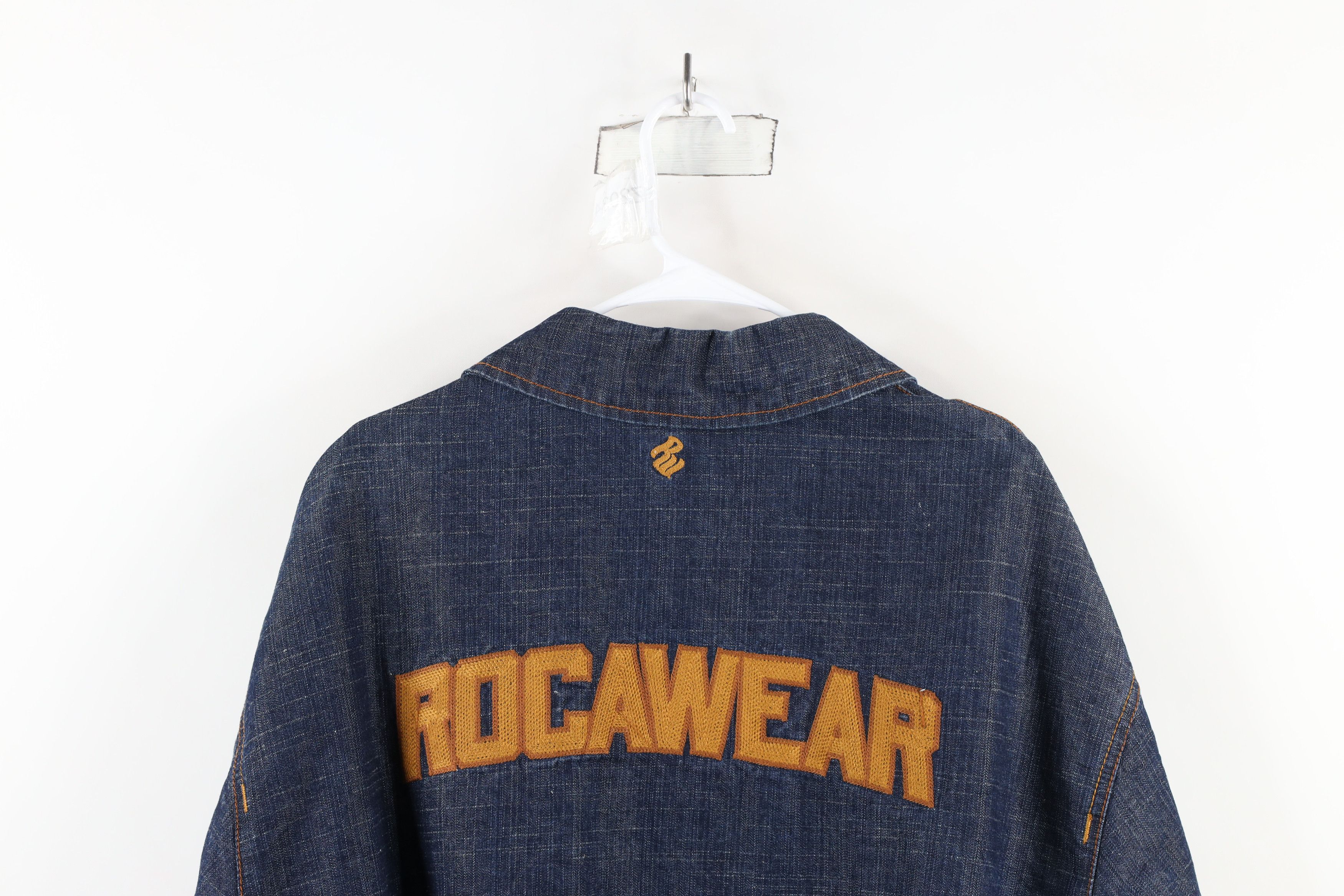 Rocawear × Vintage Vintage Rocawear Out Baggy Chainstitch Denim Bomber Jacket Size US XXL / EU 58 / 5 - 15 Thumbnail