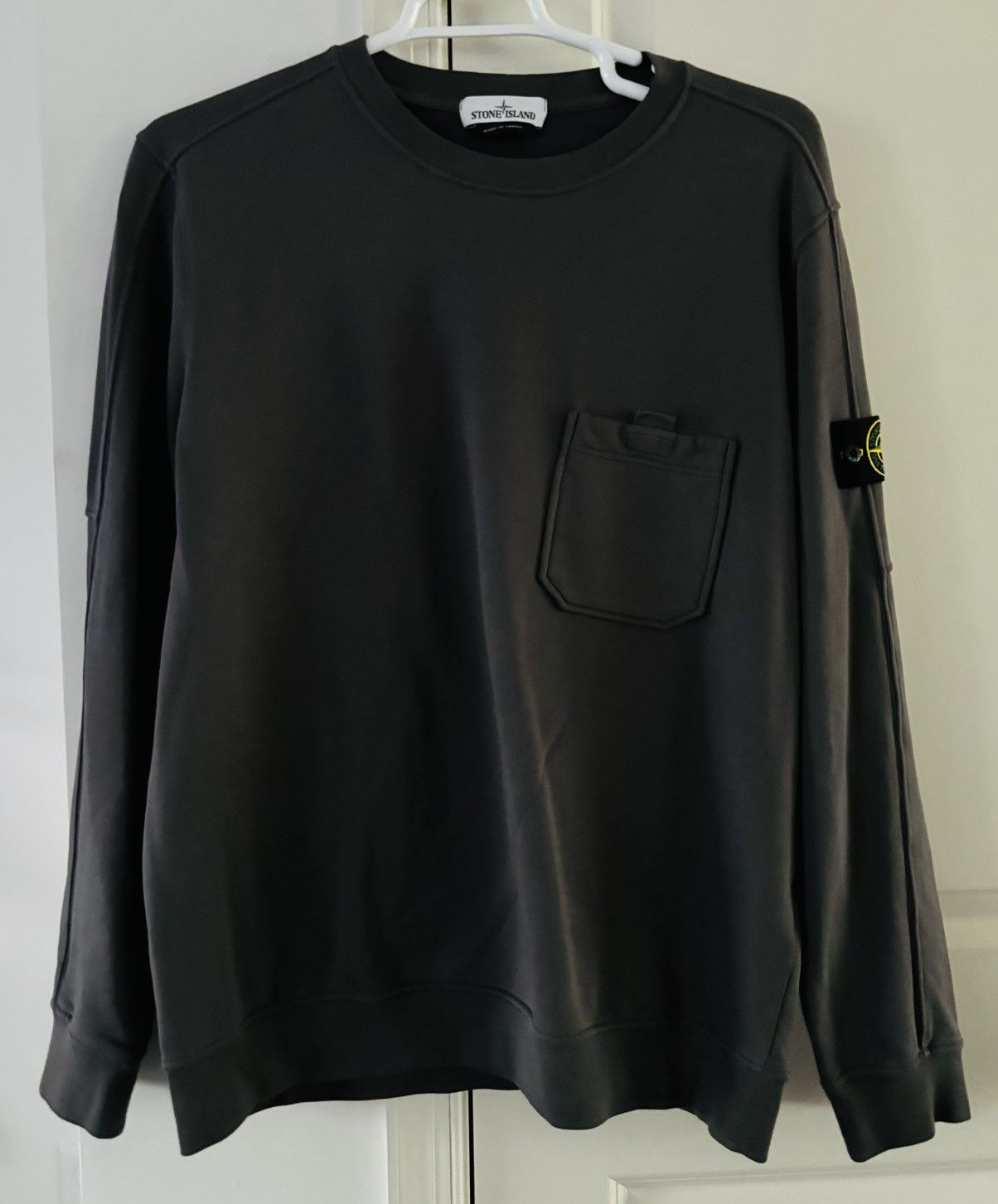 image of Stone Island Pocket Sweatshirt In Blackish Grey 2 Xl, Men's (Size 2XL)