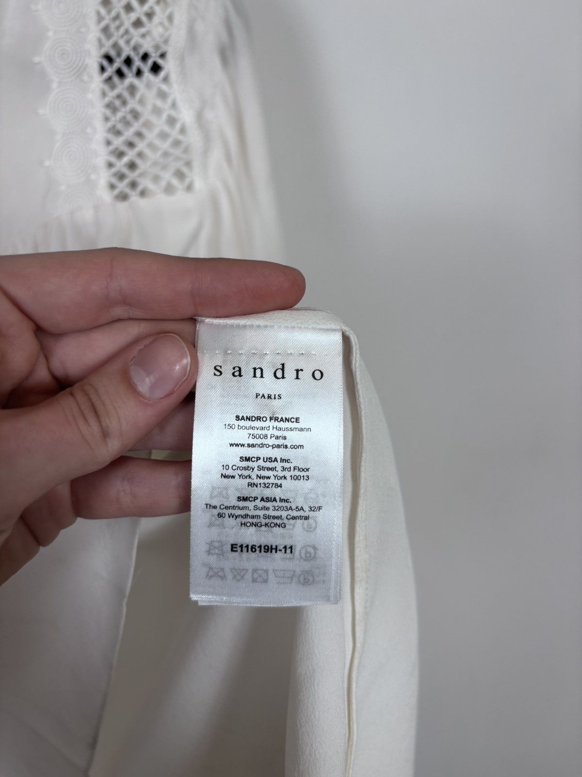 Sandro Sandro Paris NWT Tommy Women’s Ecru White Silk Blouse Shirt Size S / US 4 / IT 40 - 17 Thumbnail