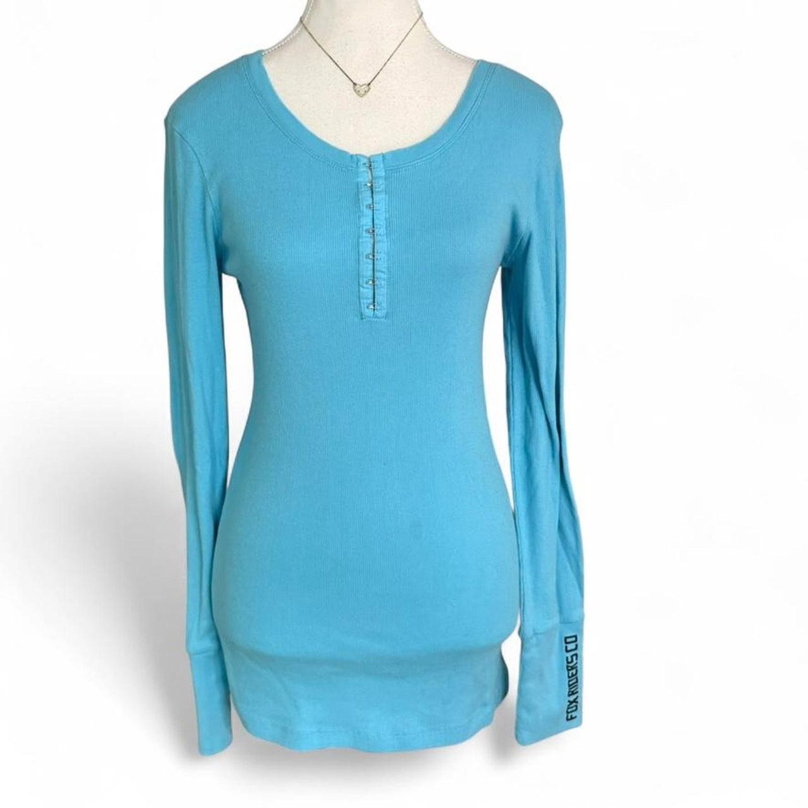 Fox Racing Fox Racing Blue Henley 100%Cotton Fox Riders Co Top Size L Size L / US 10 / IT 46 - 1 Thumbnail