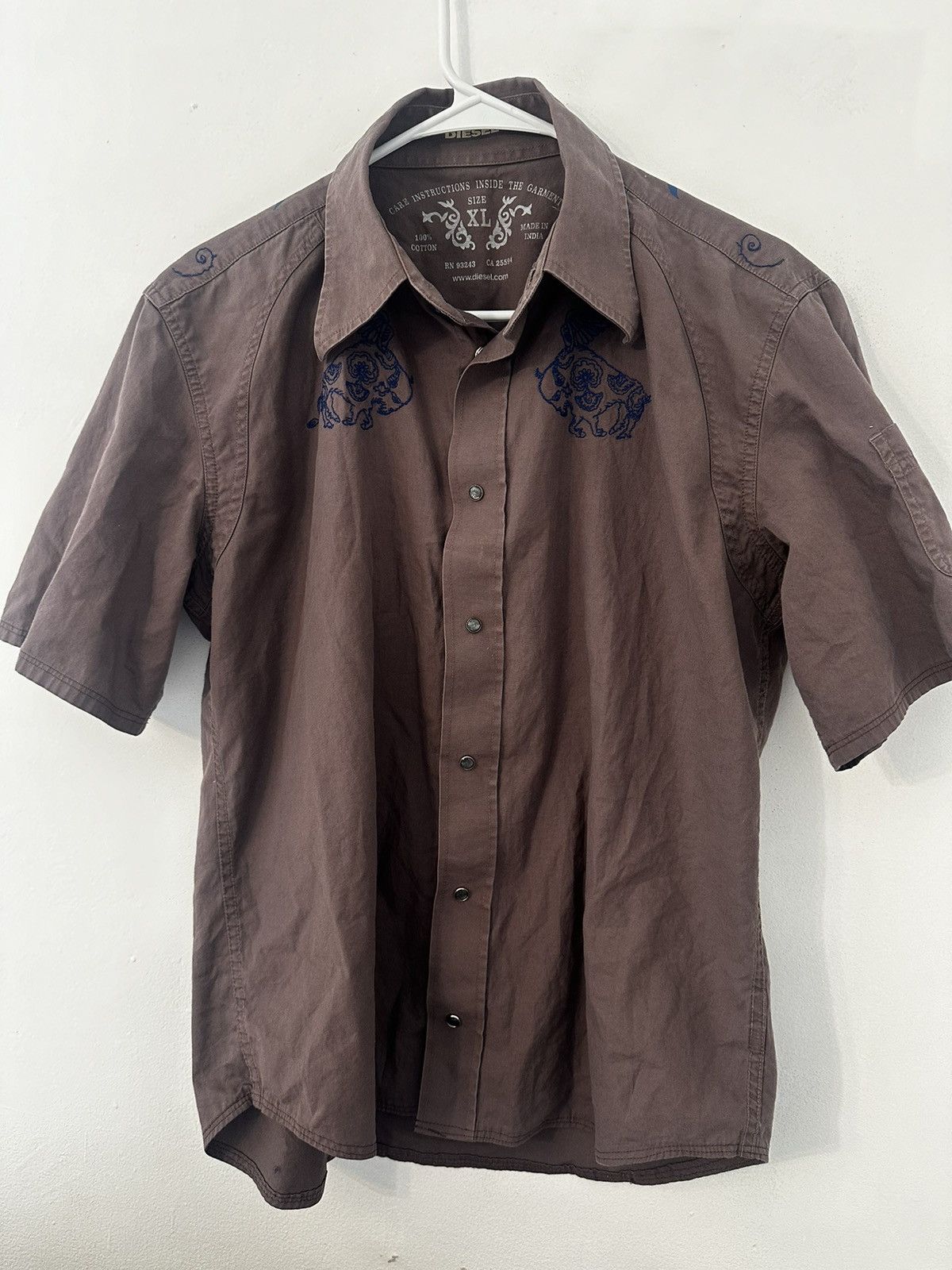 Diesel Diesel y2k Brown and blue button up. Size XL / US 12-14 / IT 48-50 - 1 Thumbnail