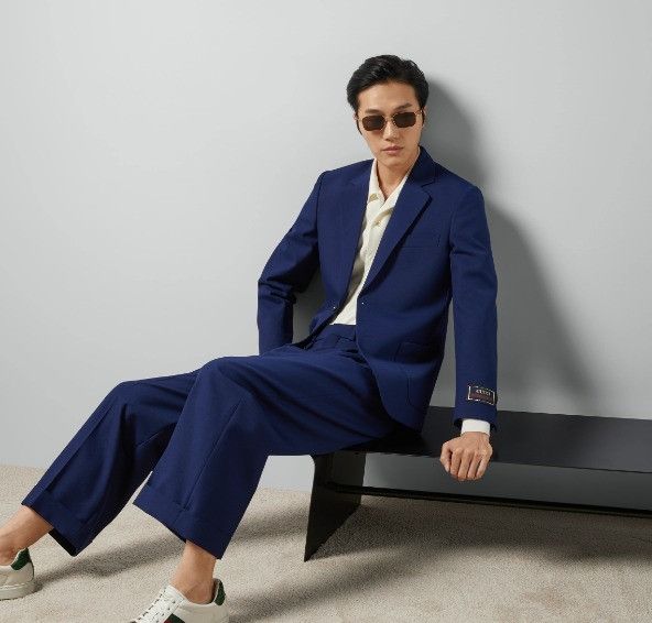 Gucci o1s1wg110125 Wool Twill Formal Jacket With Label in Blue Size US XXL / EU 58 / 5 - 7 Thumbnail