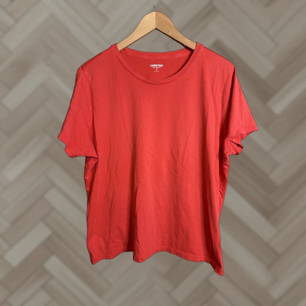 Lands' End Lands End Womens Relaxed Fit XL Orange T-Shirt Cotton Shirt Womens XL Orange Relaxed Cotton 100% Crew Neck Short Sleeve Pullover Basic 90s? Size XL / US 12-14 / IT 48-50 - 1 Thumbnail