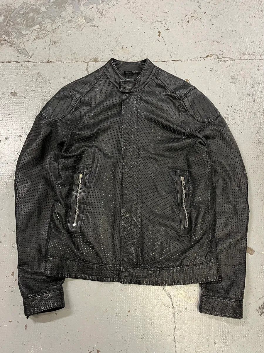 Giorgio Brato Giorgio Brato Black Perforated Leather Biker Jacket Size US M / EU 48-50 / 2 - 4 Thumbnail