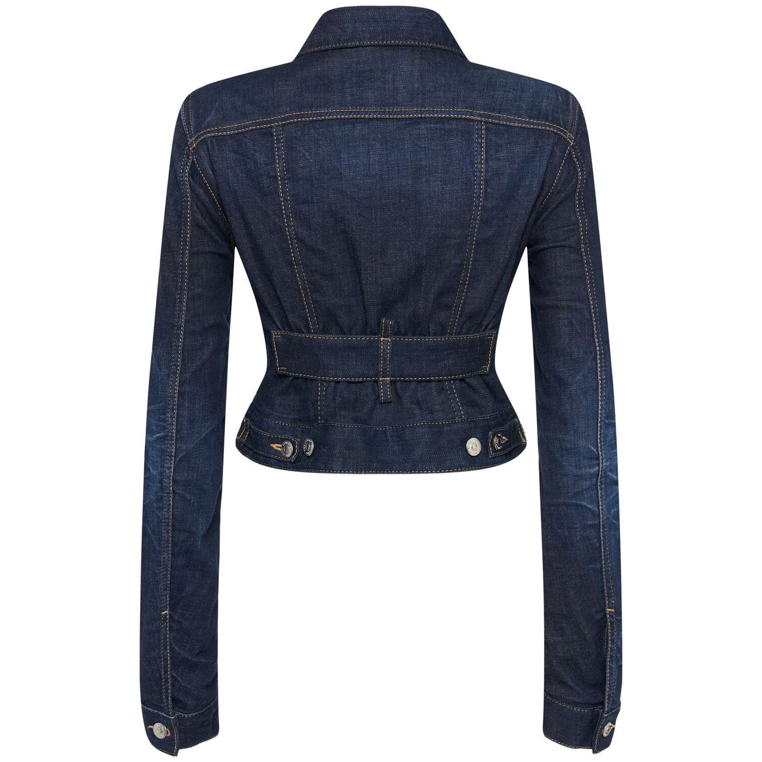 Dsquared2 DSQUARED2 Navy Cropped Denim Jacket New & Authentic (Women's Size S / US 4 / IT 40 - 2 Thumbnail