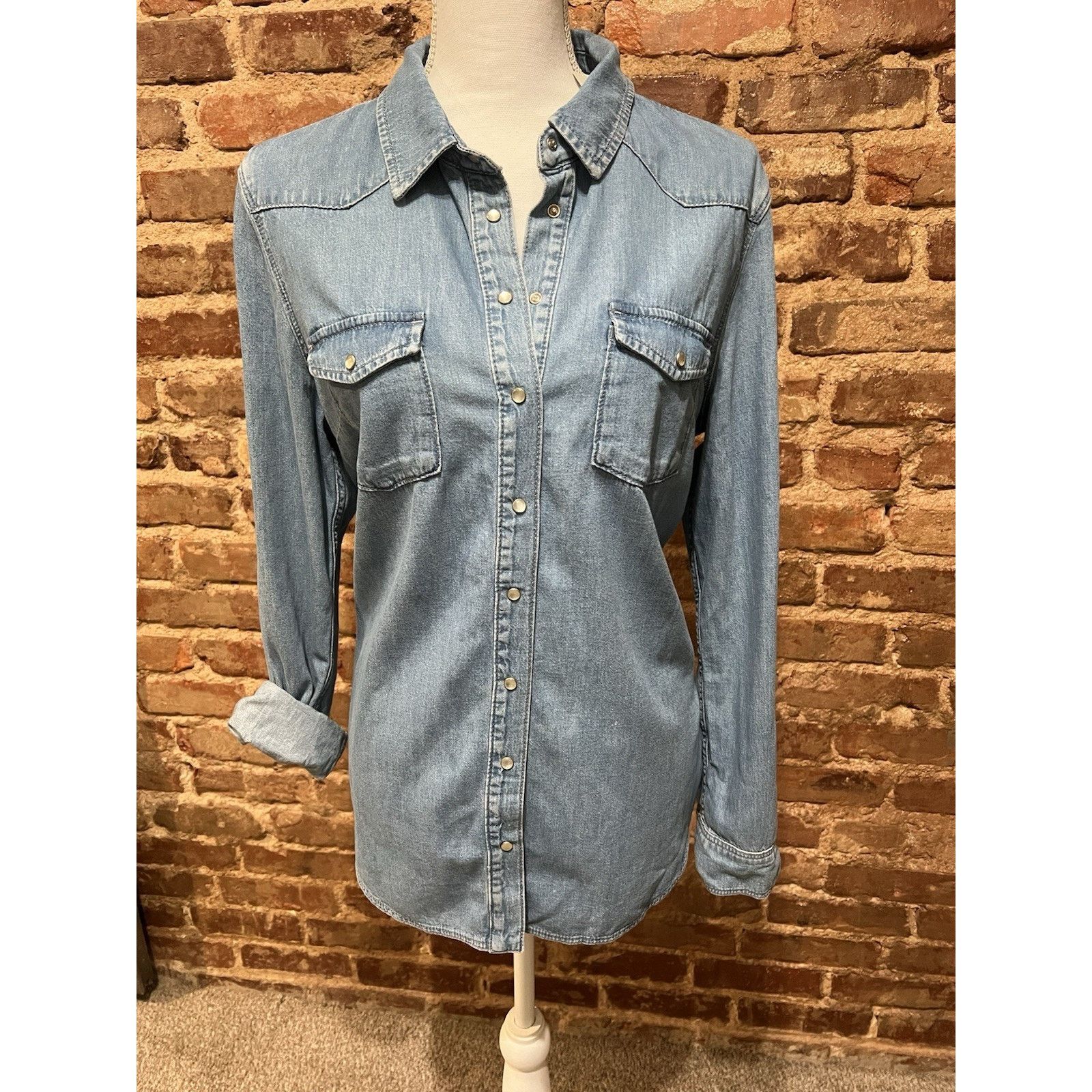 Topshop Moto Top Shop Women’s Sz 12 Snap Denim Rodeo Western 🤠 NWT Size XL / US 12-14 / IT 48-50 - 1 Thumbnail