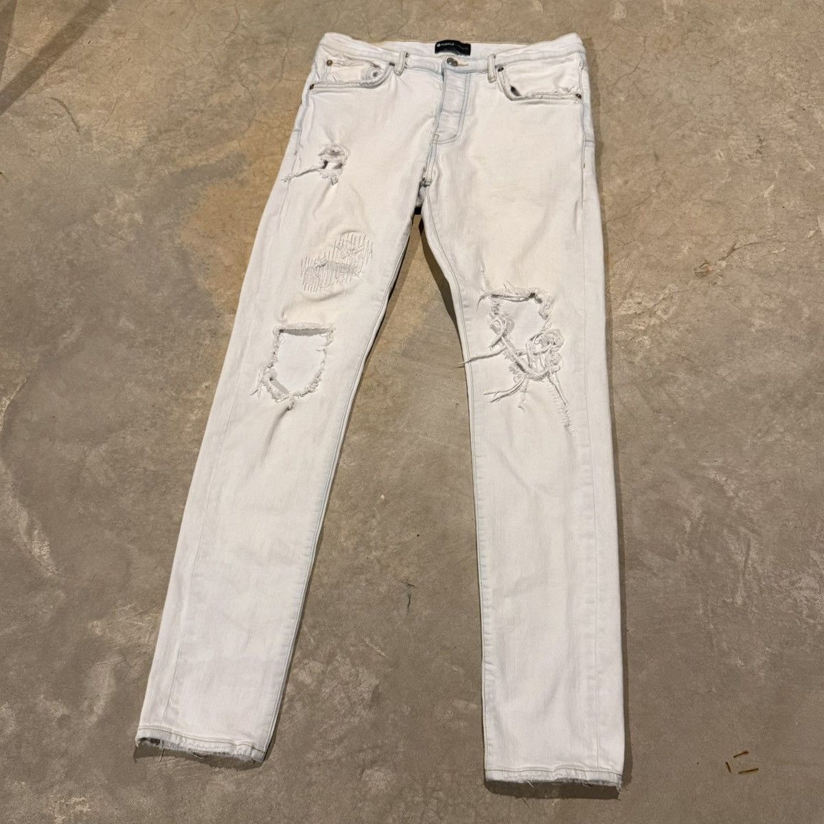 Purple Brand Purple Brand P001 Superlight Indigo Blowout Slim Fit Jeans Size US 33 - 2 Thumbnail