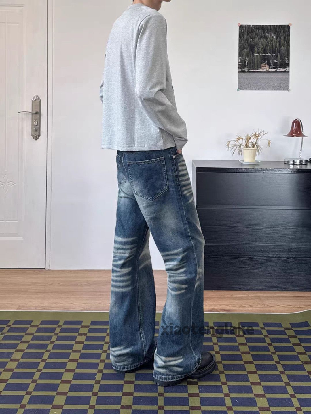 Jean Xtl washed faded punk grunge bootcut flared jeans Size US 33 - 3 Thumbnail