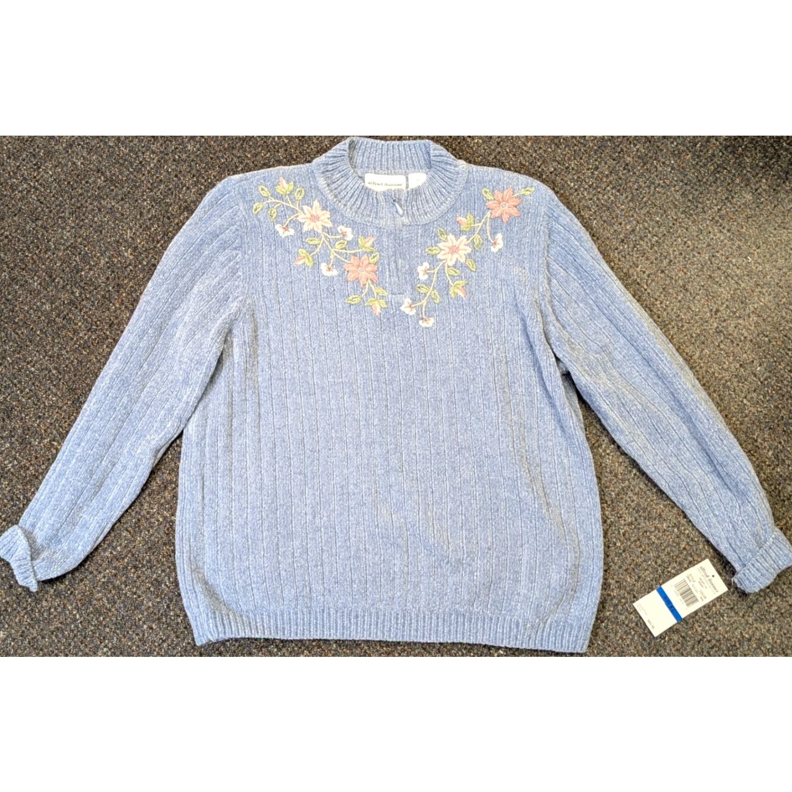 Vintage VINTAGE Alfred Dunner Heart to Heart Iris Blue XL Floral Pullover Sweater Cardigan Size XL / US 12-14 / IT 48-50 - 2 Thumbnail