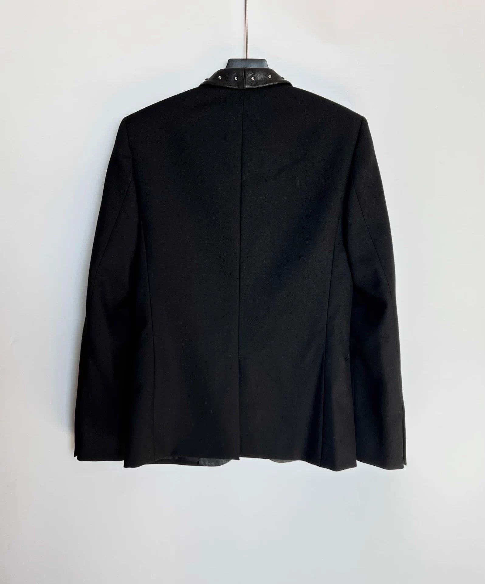 Saint Laurent Paris Saint Laurent FW13 Leather Collar Studded Wool Blazer 46 Size 46S - 4 Thumbnail