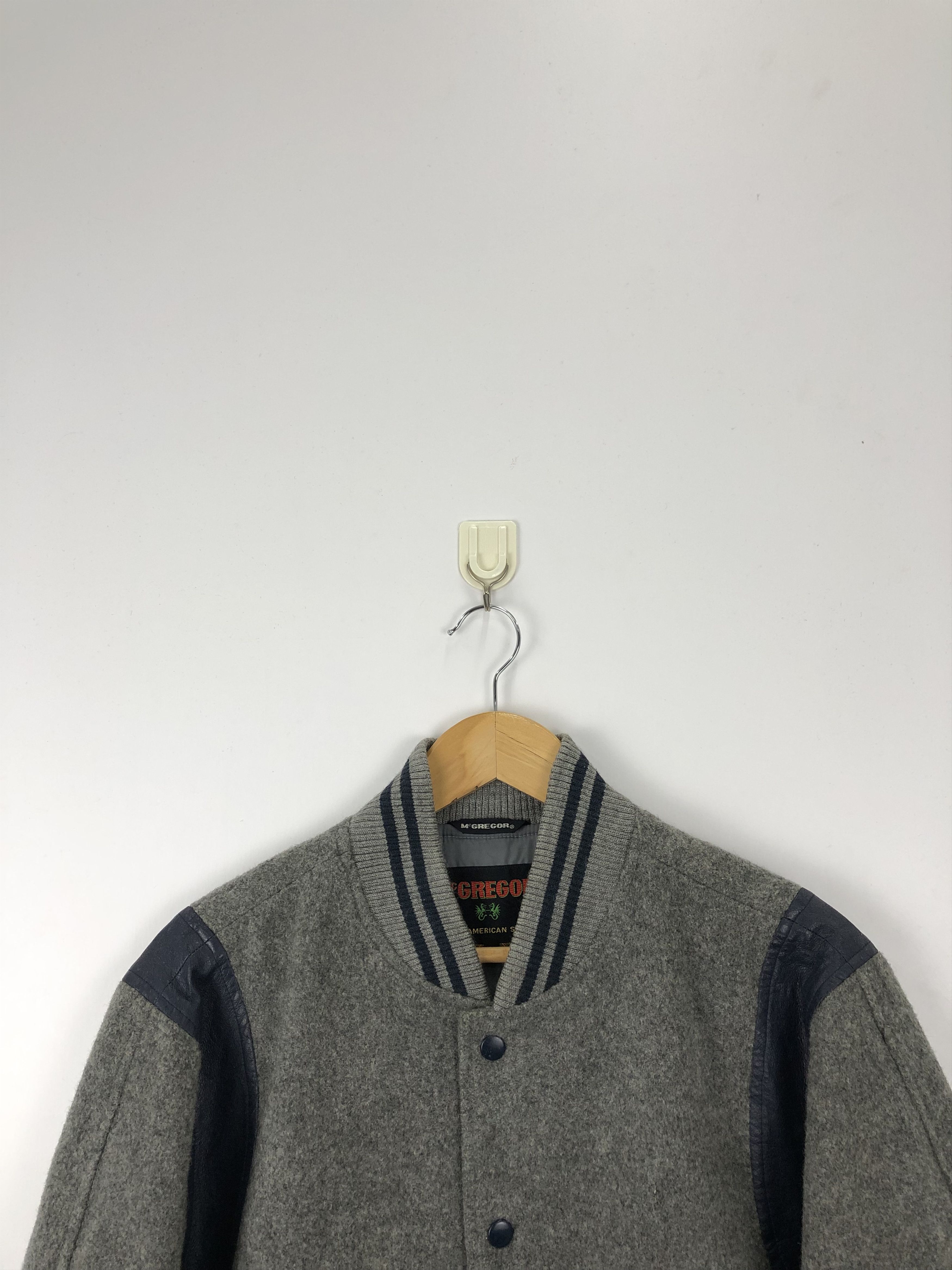McGregor Vintage 90s Mcgregor Wool Varsity Jacket Gray V0318 Size US L / EU 52-54 / 3 - 2 Thumbnail