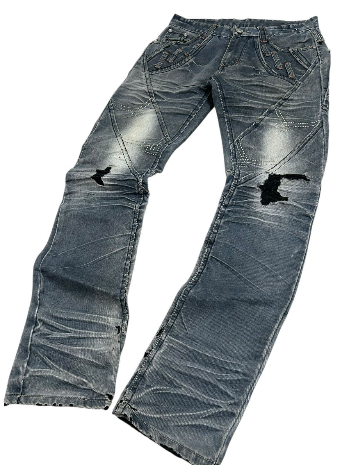 GOSTAR DE FUGA × Hysteric Glamour × Japanese Brand Pilibao Japan Made Biker Jean Multipocket Distressed Padded Size US 31 - 3 Thumbnail