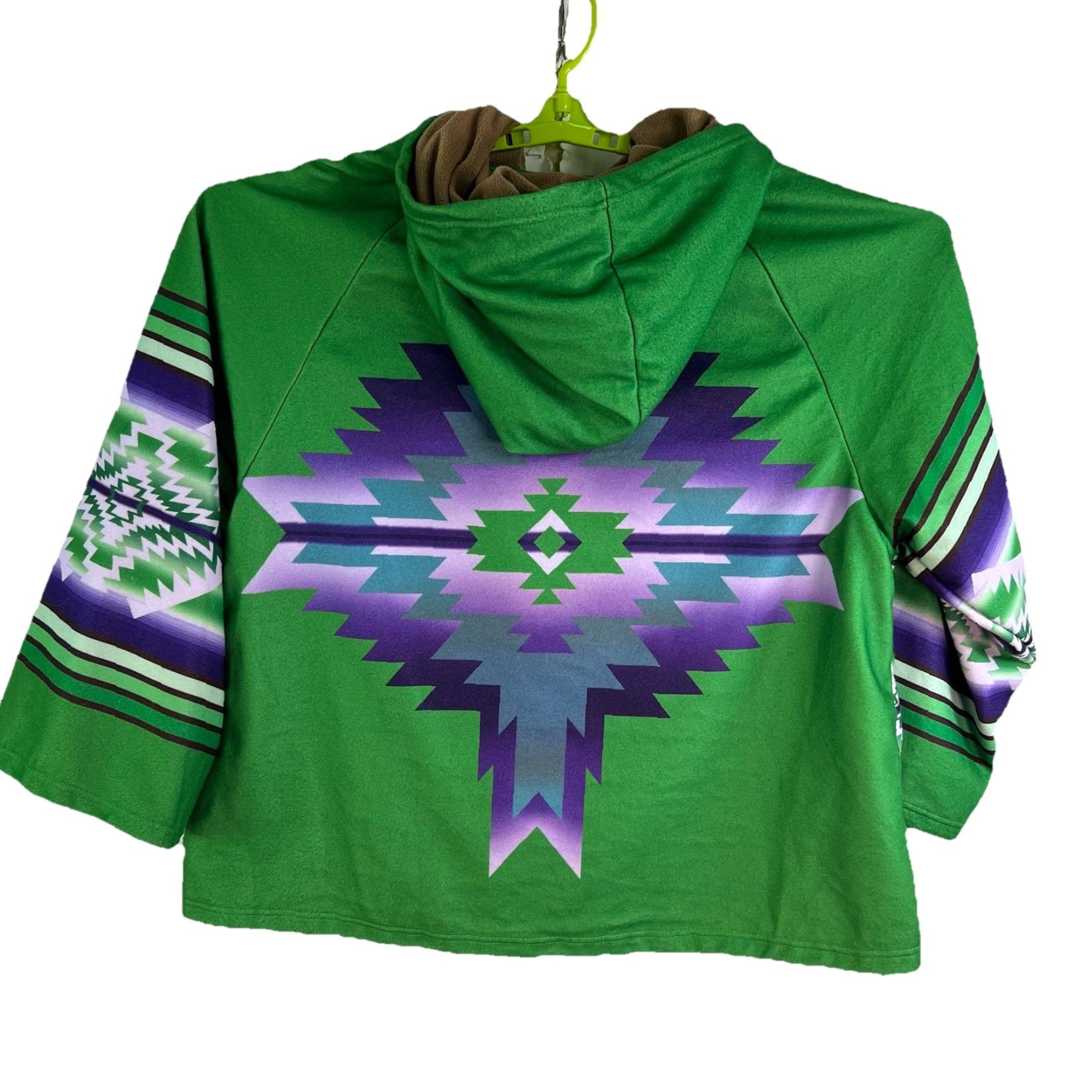 Vintage Southwest Aztec Hooded Jacket Women’s L Green Print Aztec Hoodie Womens L Green Jacket Size L / US 10 / IT 46 - 2 Thumbnail