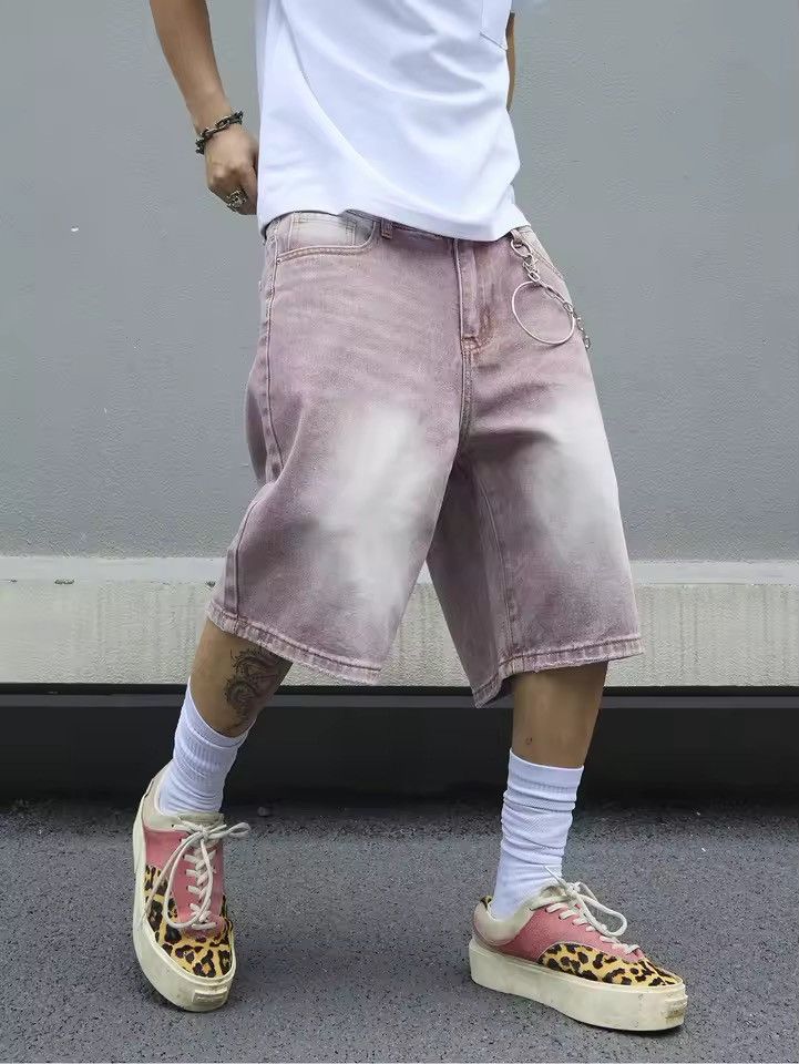Japanese Brand Pink Wash Baggy Denim Jorts Shorts Size US 34 / EU 50 - 3 Thumbnail