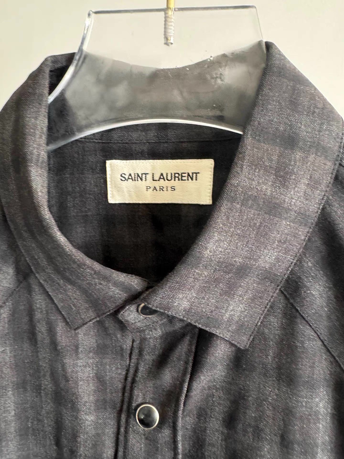 Saint Laurent Paris Saint Laurent SLP Black Plaid Shirt (Hedi Era) Q17 Size US L / EU 52-54 / 3 - 3 Thumbnail