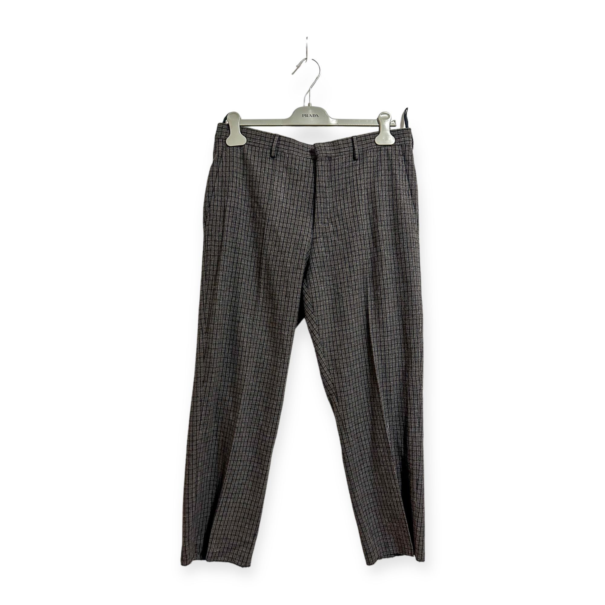 Miu Miu Miu Miu Wool Cashmere Check Cropped Pants Gray Straight Leg Size 30" / US 8 / IT 44 - 1 Thumbnail