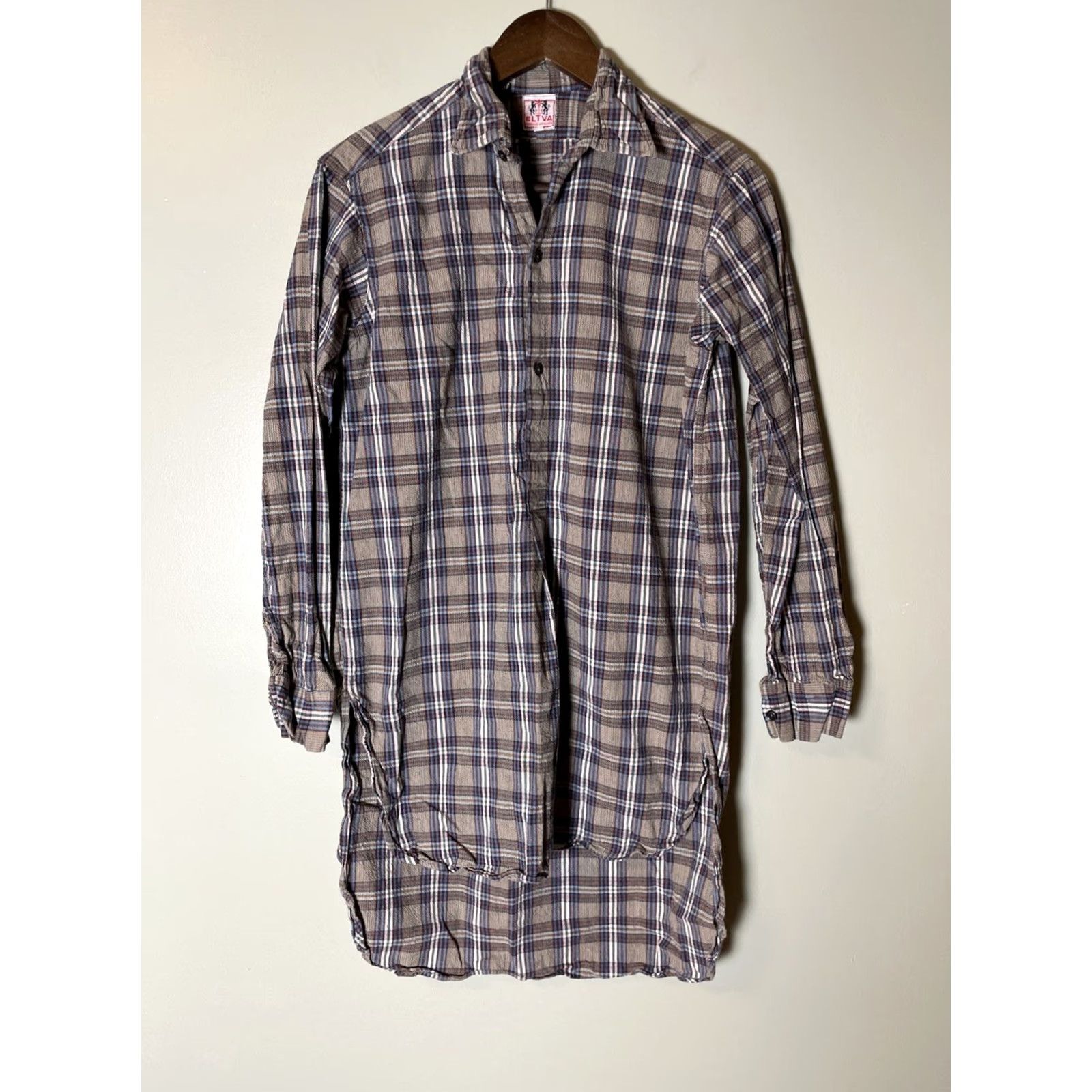 Vintage VINTAGE French 50s Plaid Woven Thick Cotton Work Pullover Peasant Shirt ELTVA Sz 38 Mens Size US M / EU 48-50 / 2 - 2 Thumbnail