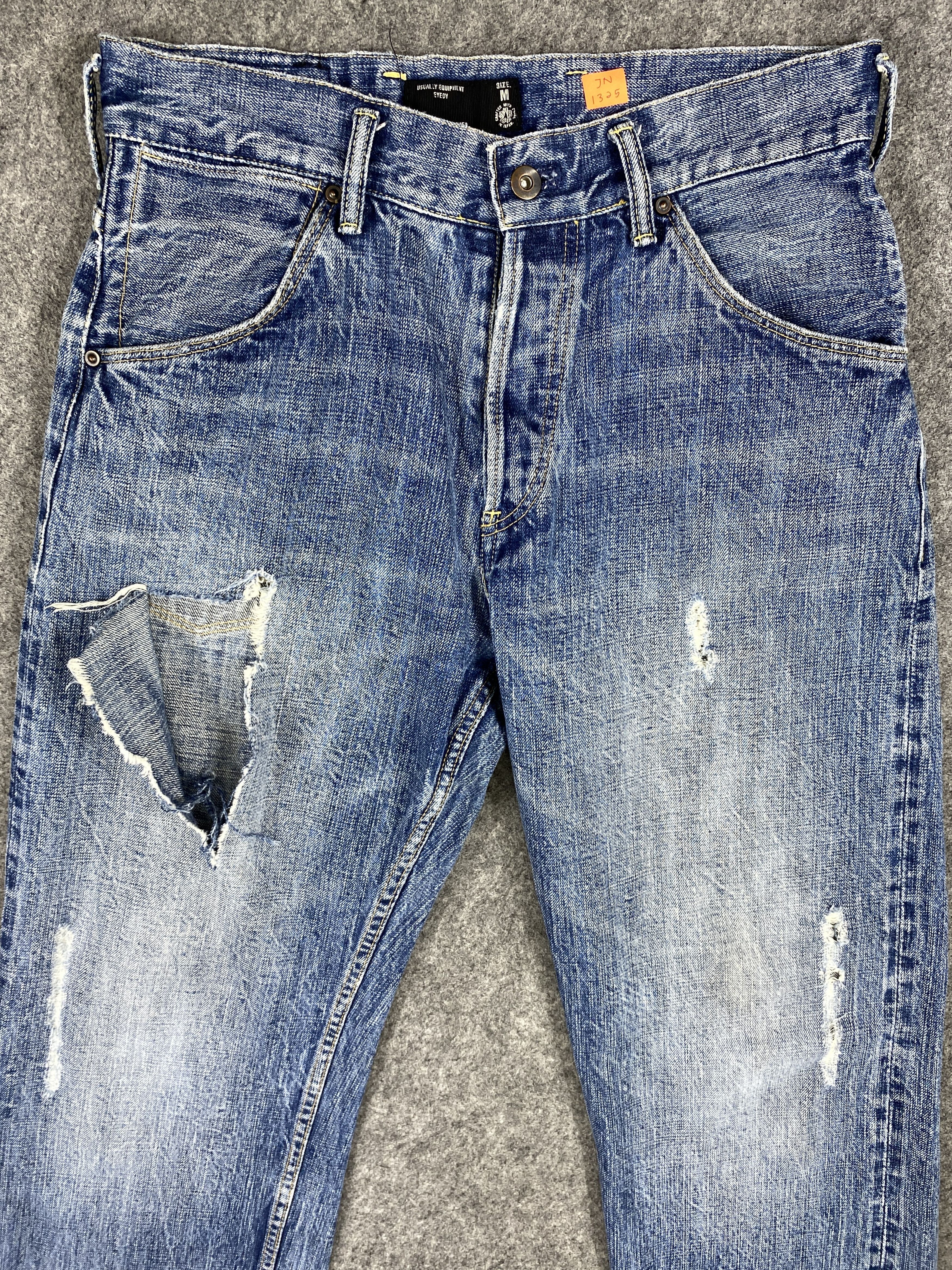 Japanese Brand Redline Distressed Blue Bum Equipment 30x27.5 Denim JN1325 Size US 30 / EU 46 - 3 Thumbnail