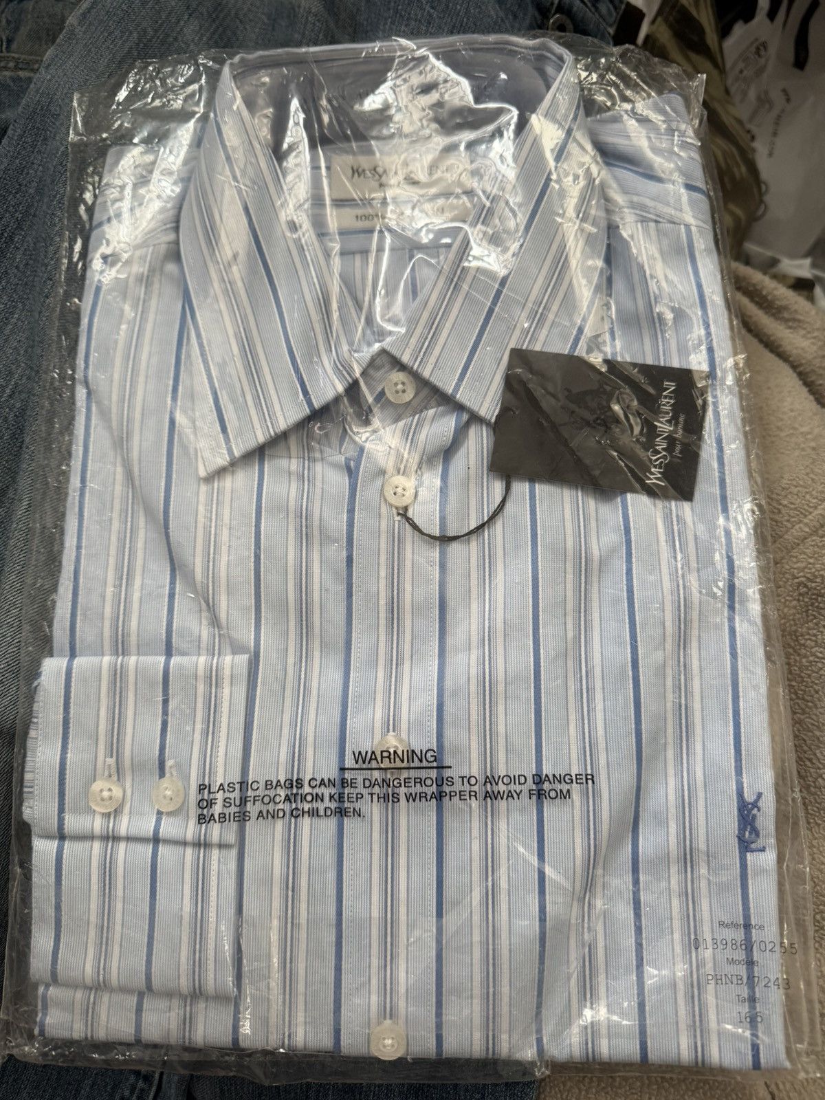 Yves Saint Laurent Blue YSL Shirt Cotton NWT Yves Saint Laurent dress shirt Size US XL / EU 56 / 4 - 2 Thumbnail