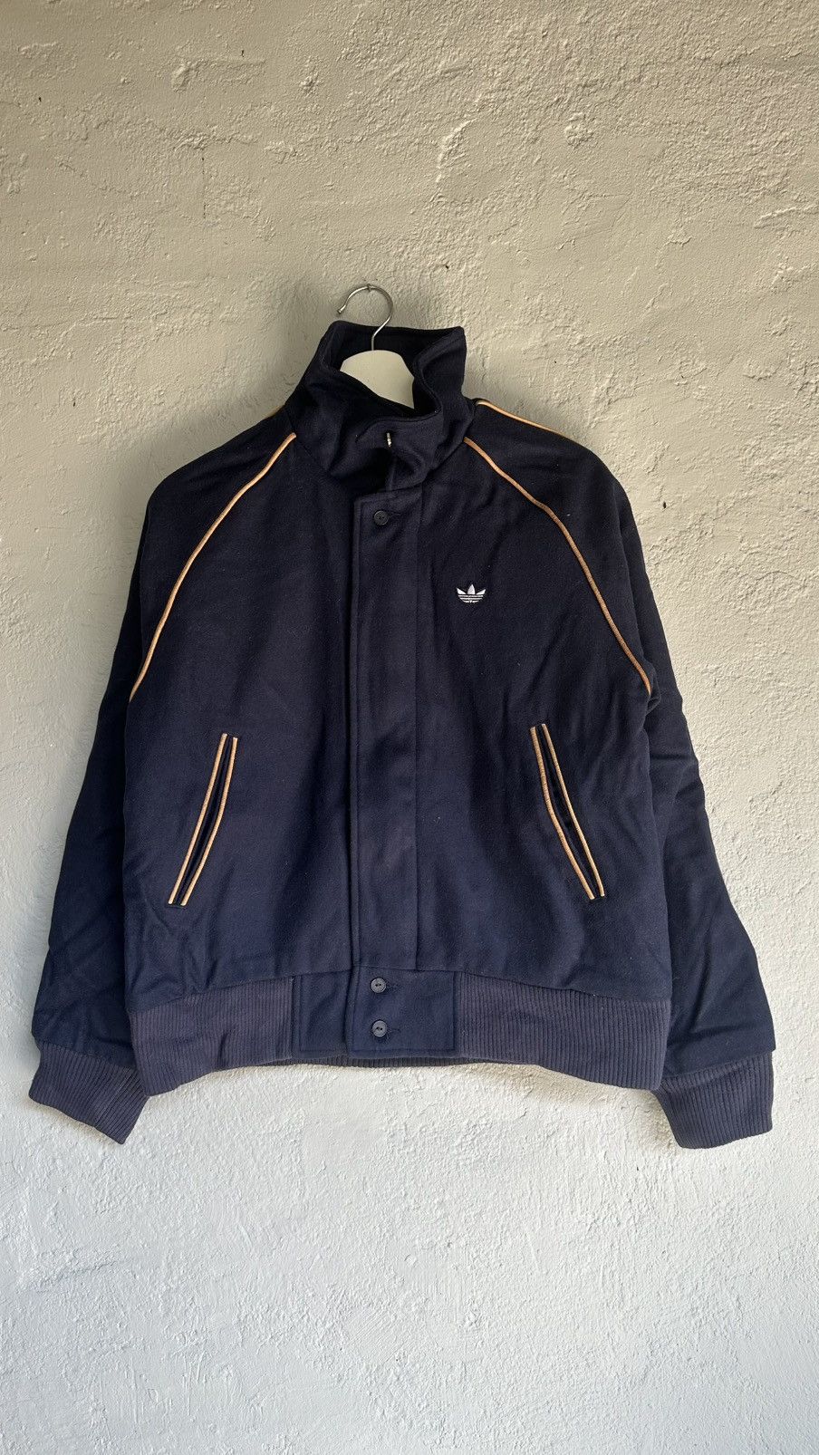 Adidas Vintage Adidas Wool Quilted Dark blue Jackets Size US S / EU 44-46 / 1 - 1 Thumbnail