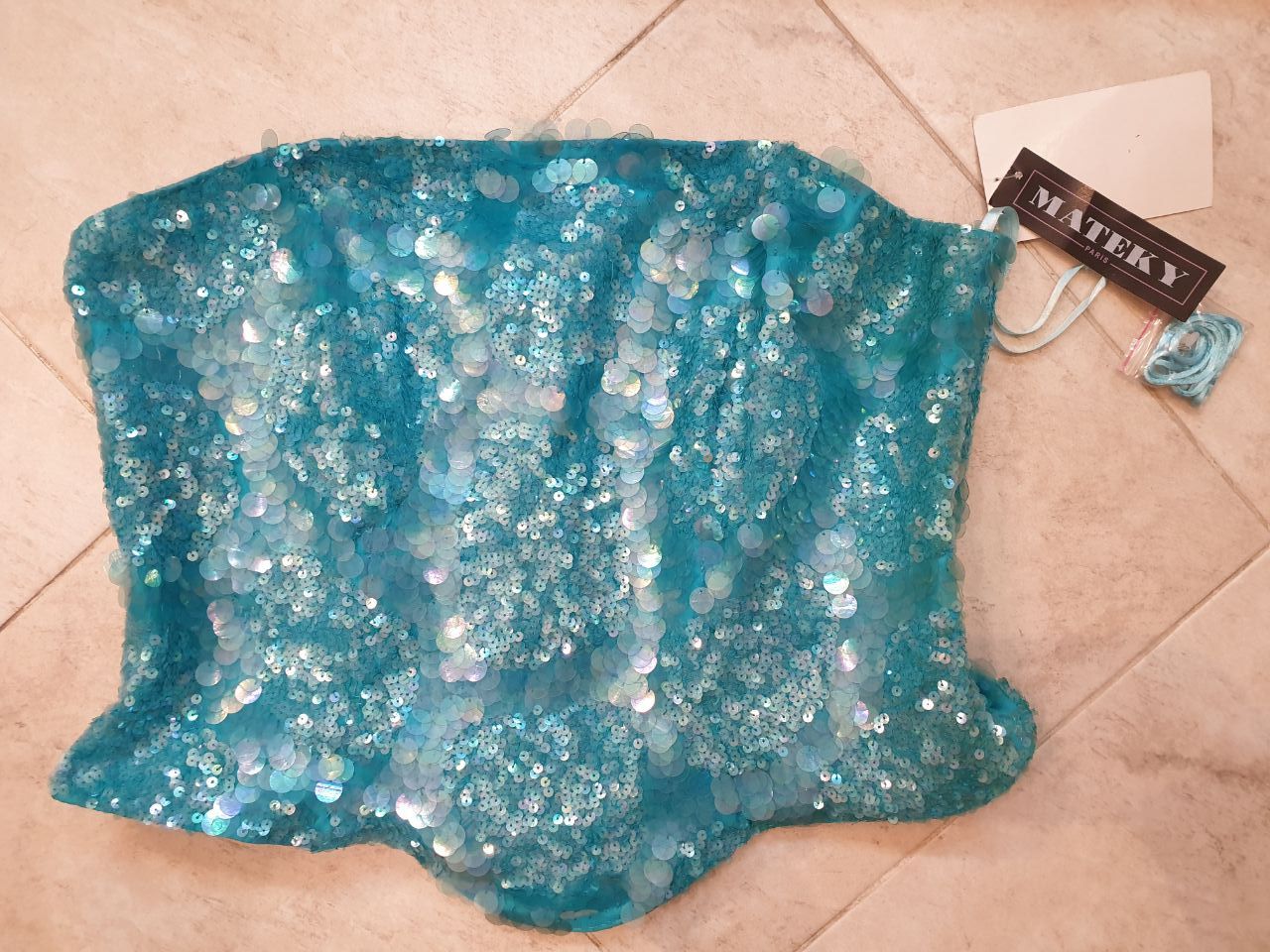 Other Sequin Corset Turquoise Sz M France Size M / US 6-8 / IT 42-44 - 8 Thumbnail