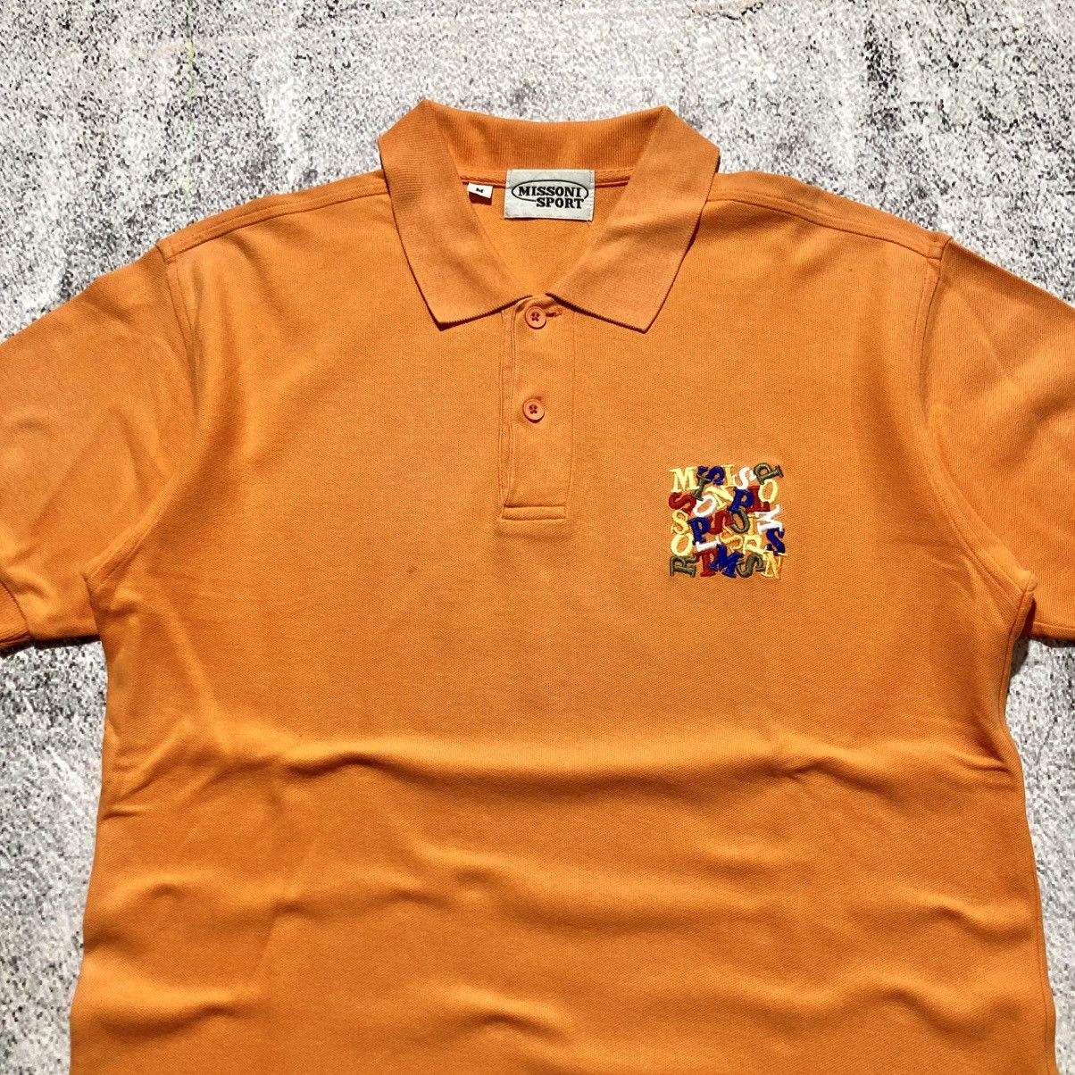 Missoni 1990s Vintage Missoni Sport Spellout Logo Polo Tshirt Orange Size US L / EU 52-54 / 3 - 2 Thumbnail