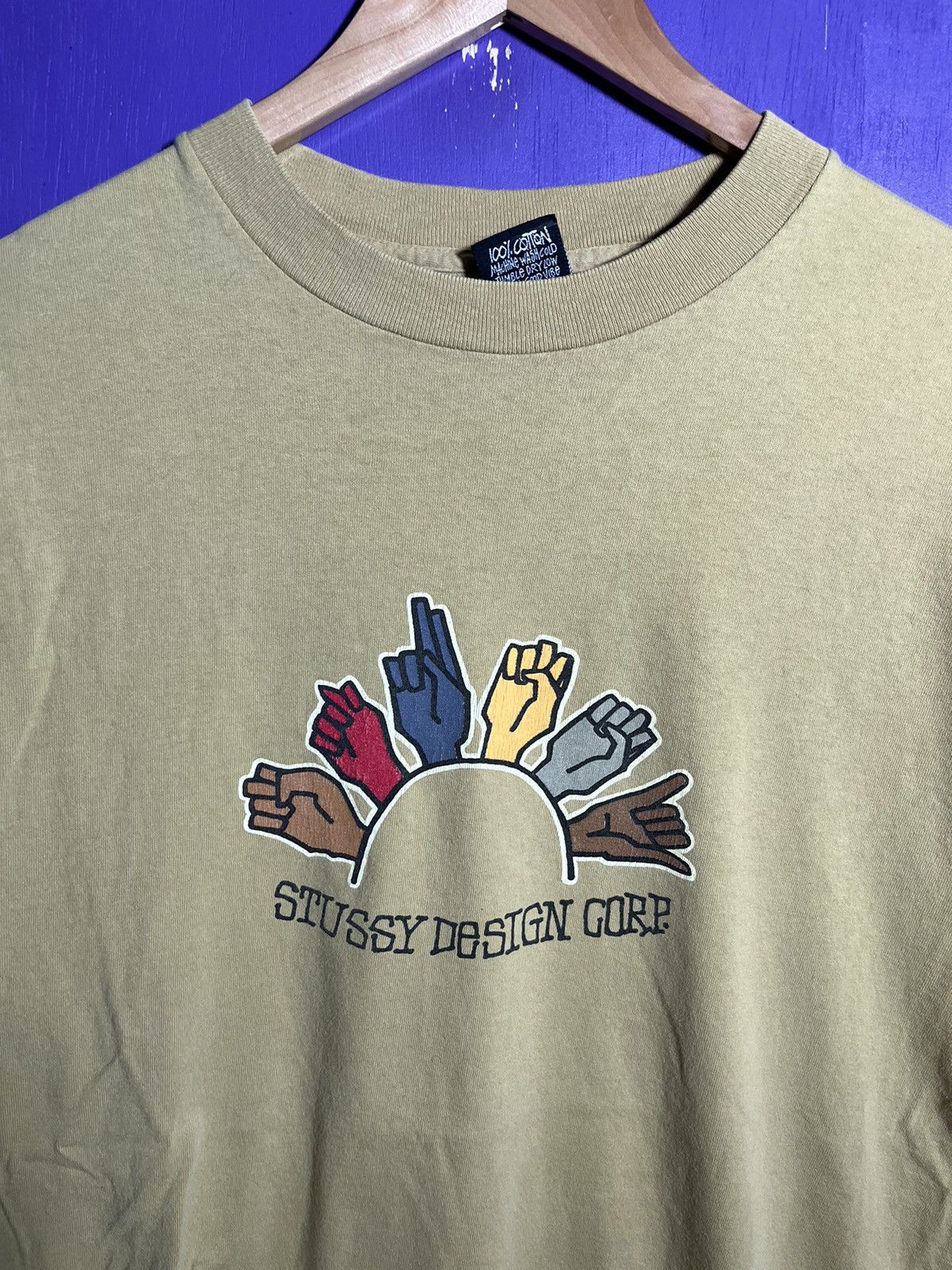 Stussy × Vintage Vintage 90s Stussy sign language logo t-shirt Size US XXL / EU 58 / 5 - 3 Thumbnail