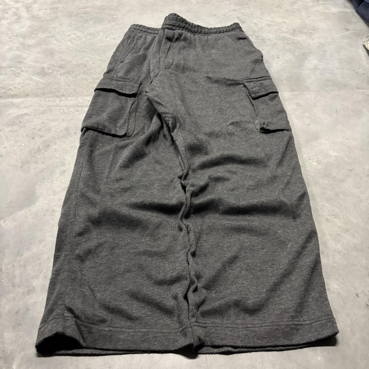 Japanese Brand × Vintage Crazy Vintage 90s Baggy Dark Grey Streetwear Skater Style Wide Leg Cargo Sweatpants! Size US 38 / EU 54 - 3 Thumbnail
